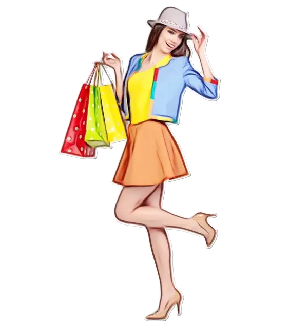 Fashionable Woman Holding Shopping Bags