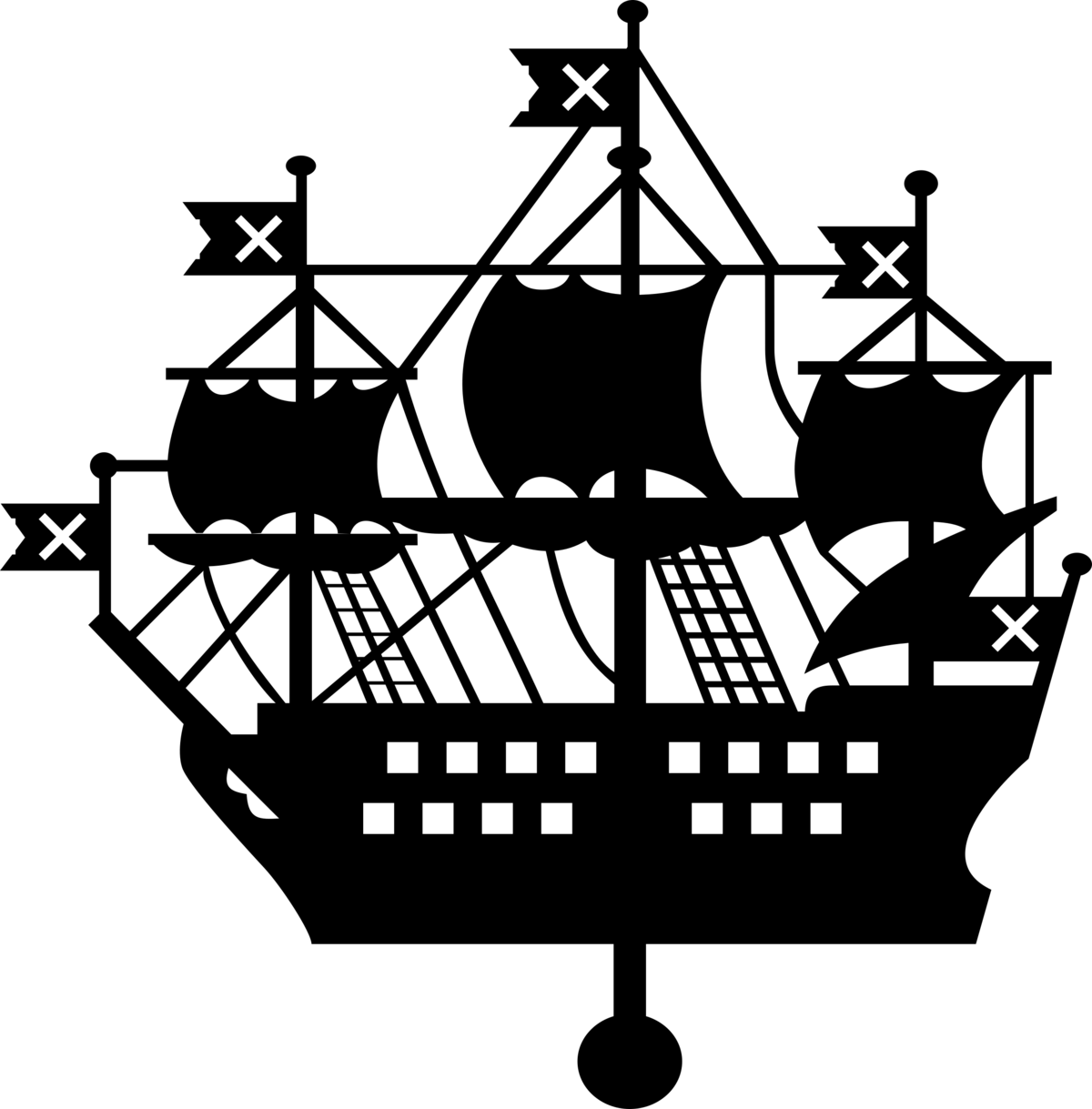Silhouette of Vintage Pirate Ship