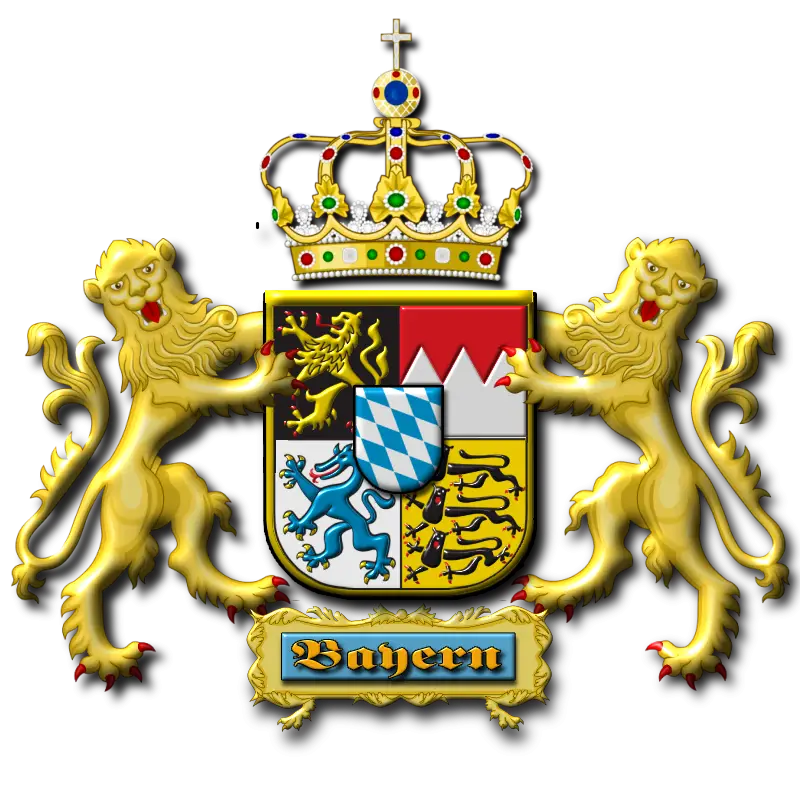 Regal Bavaria Coat of Arms with Lions and Crown