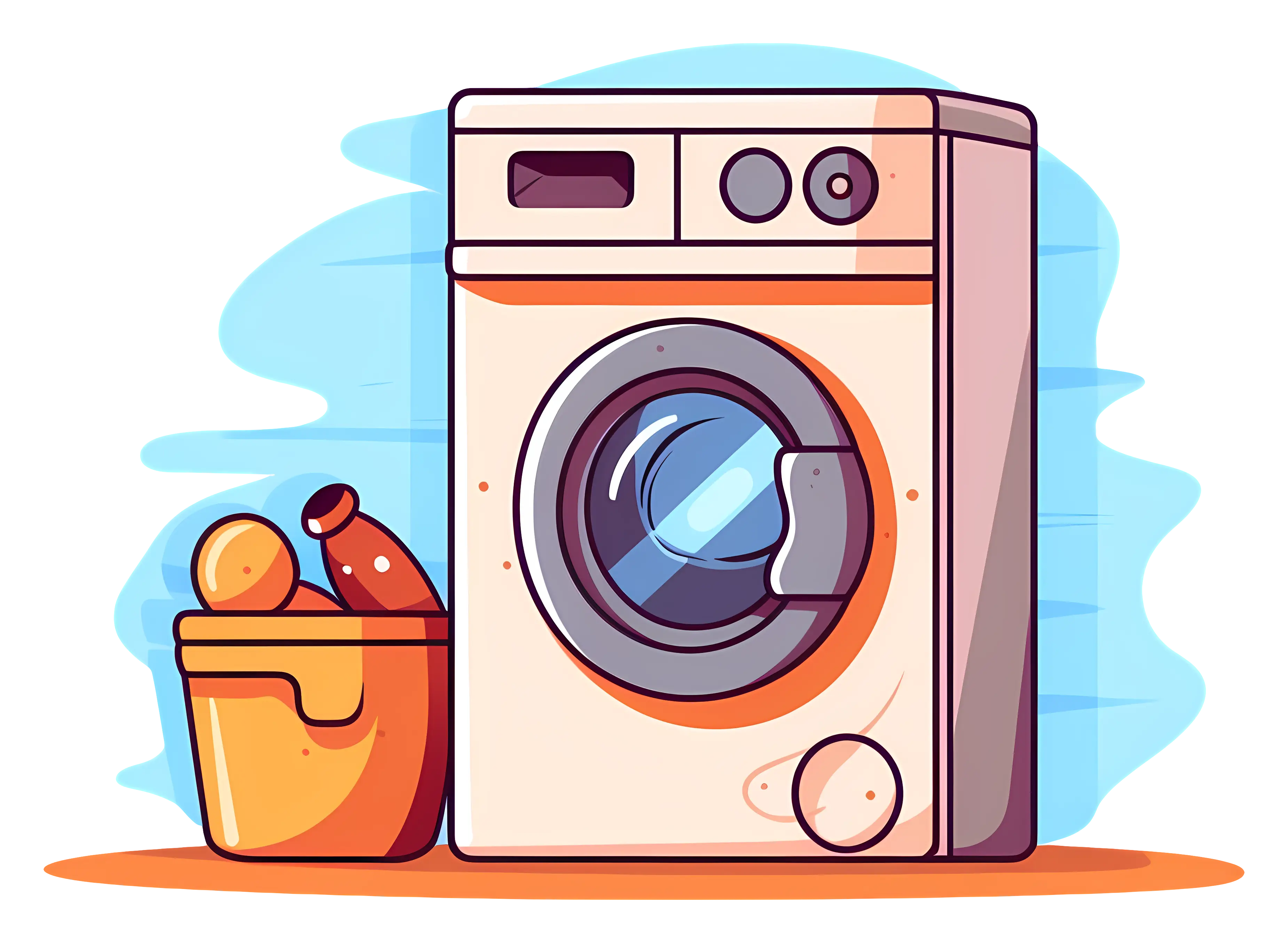 Washing Machine Cartoon Illustration with Laundry Setting