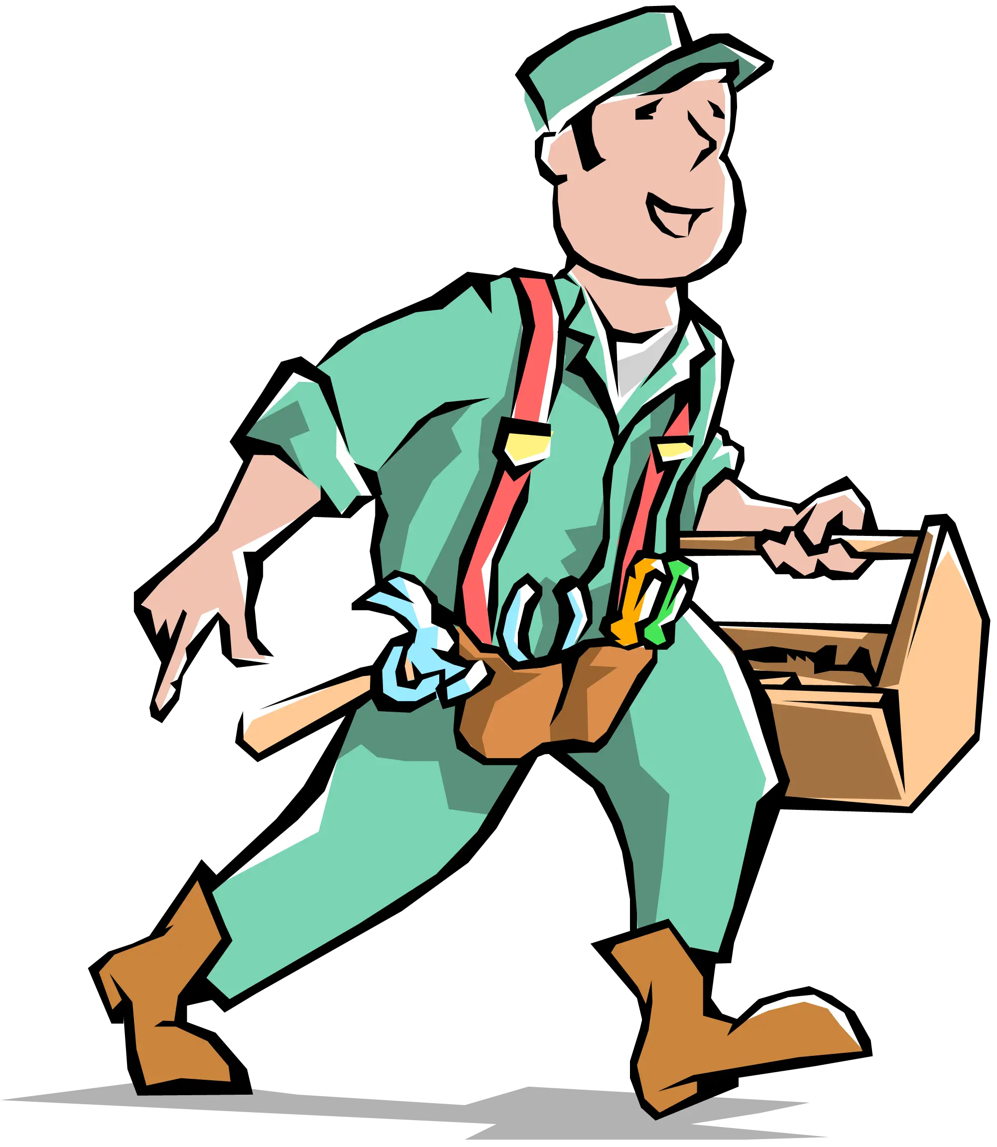 Cartoon Repairman Holding Toolbox