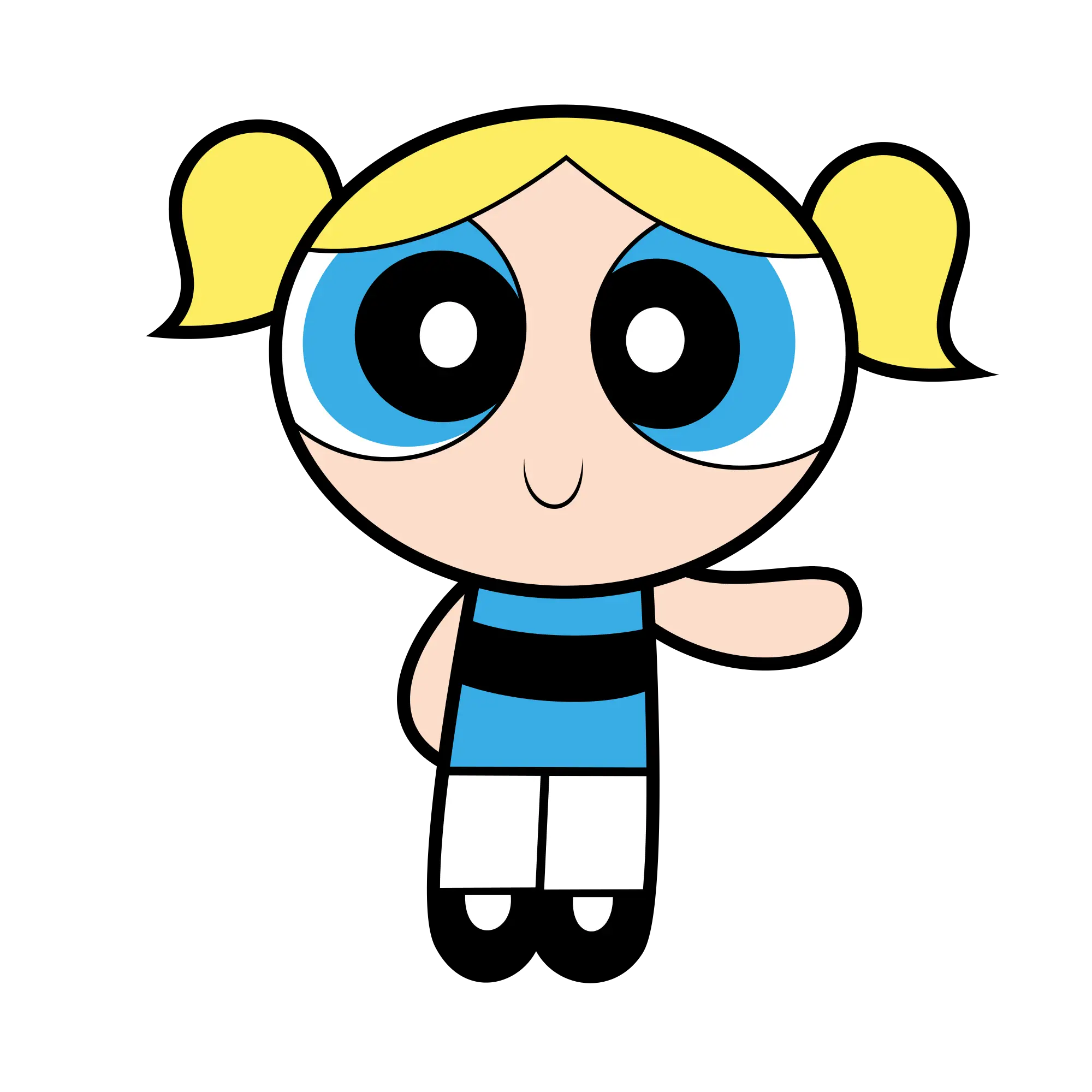 Blonde Cartoon Character in Blue Dress