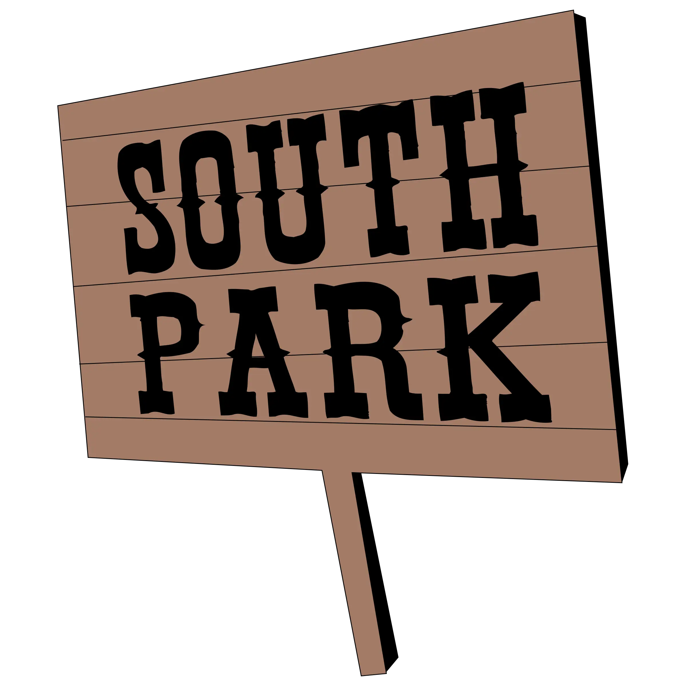 South Park Logo with Wooden Board Design