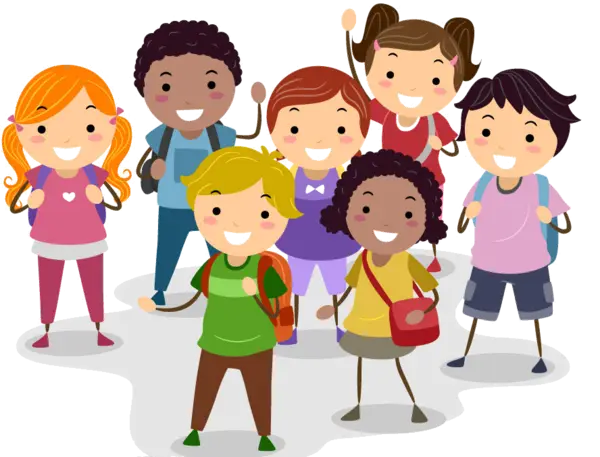 Cartoon Illustration of Happy Children in a Group