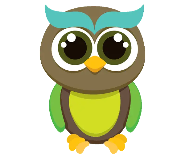Cute Cartoon Owl with Big Eyes