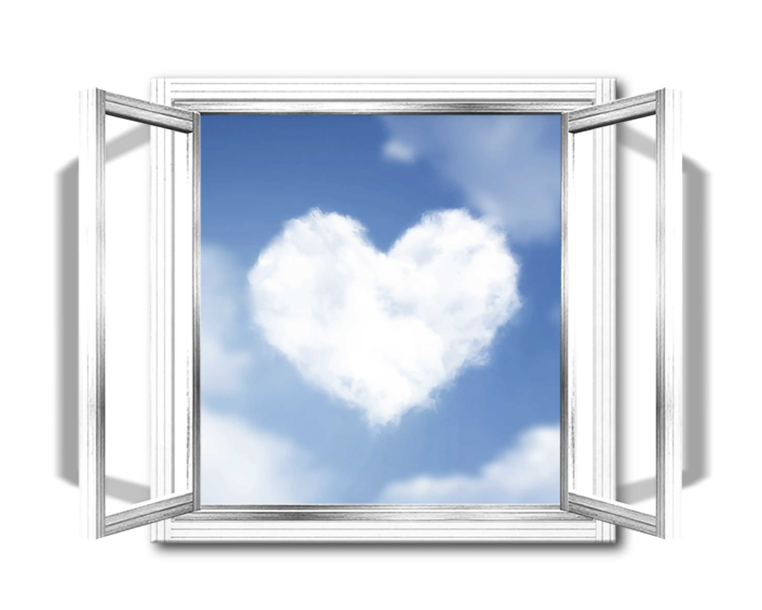 Heart-Shaped Cloud through Open Window View