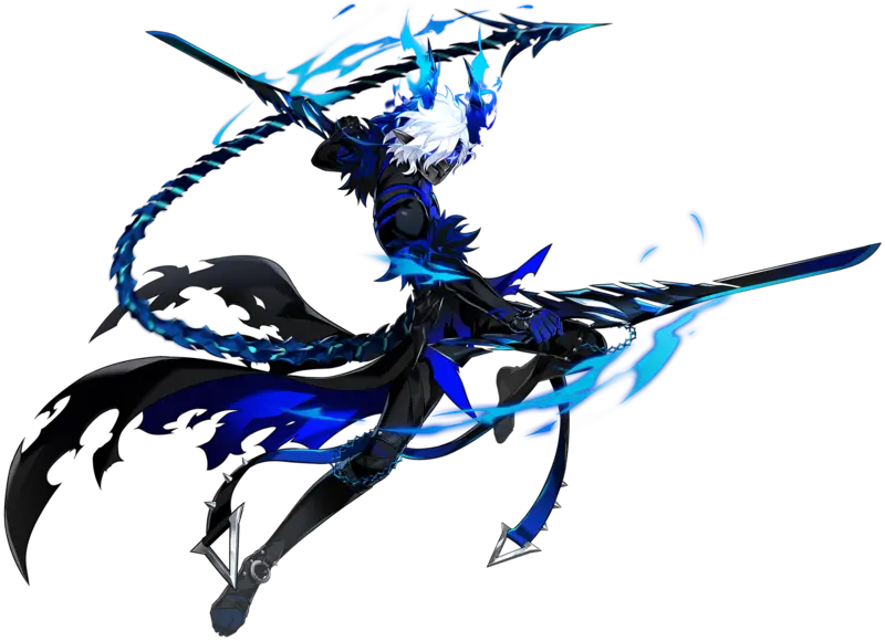 Blue Fantasy Warrior with Weapon