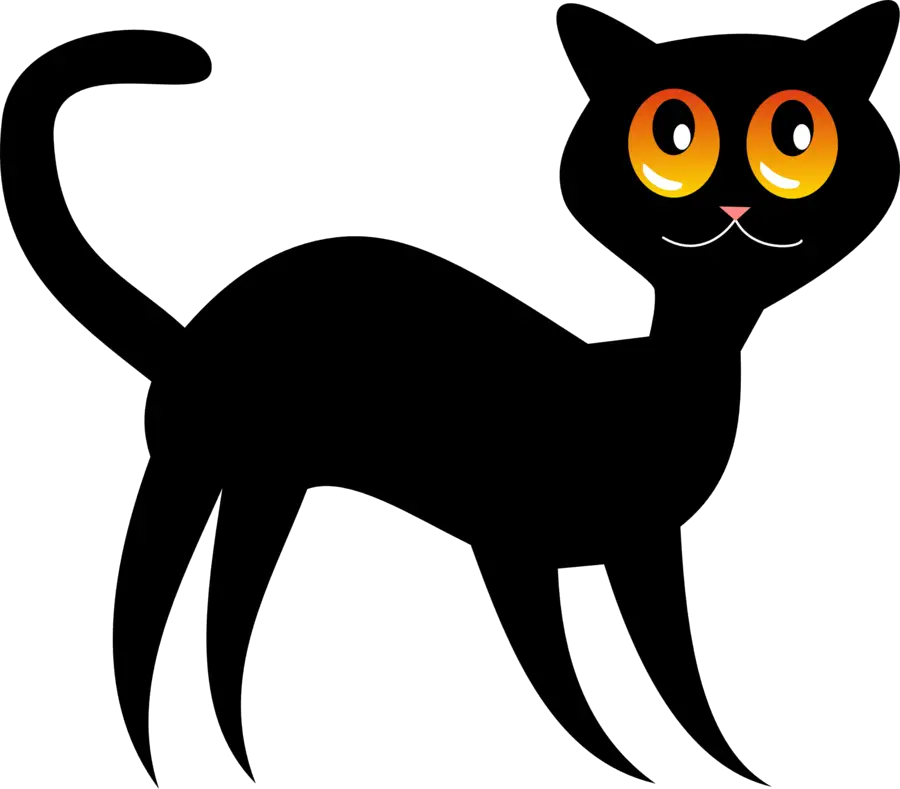 Cute Black Cartoon Cat Illustration