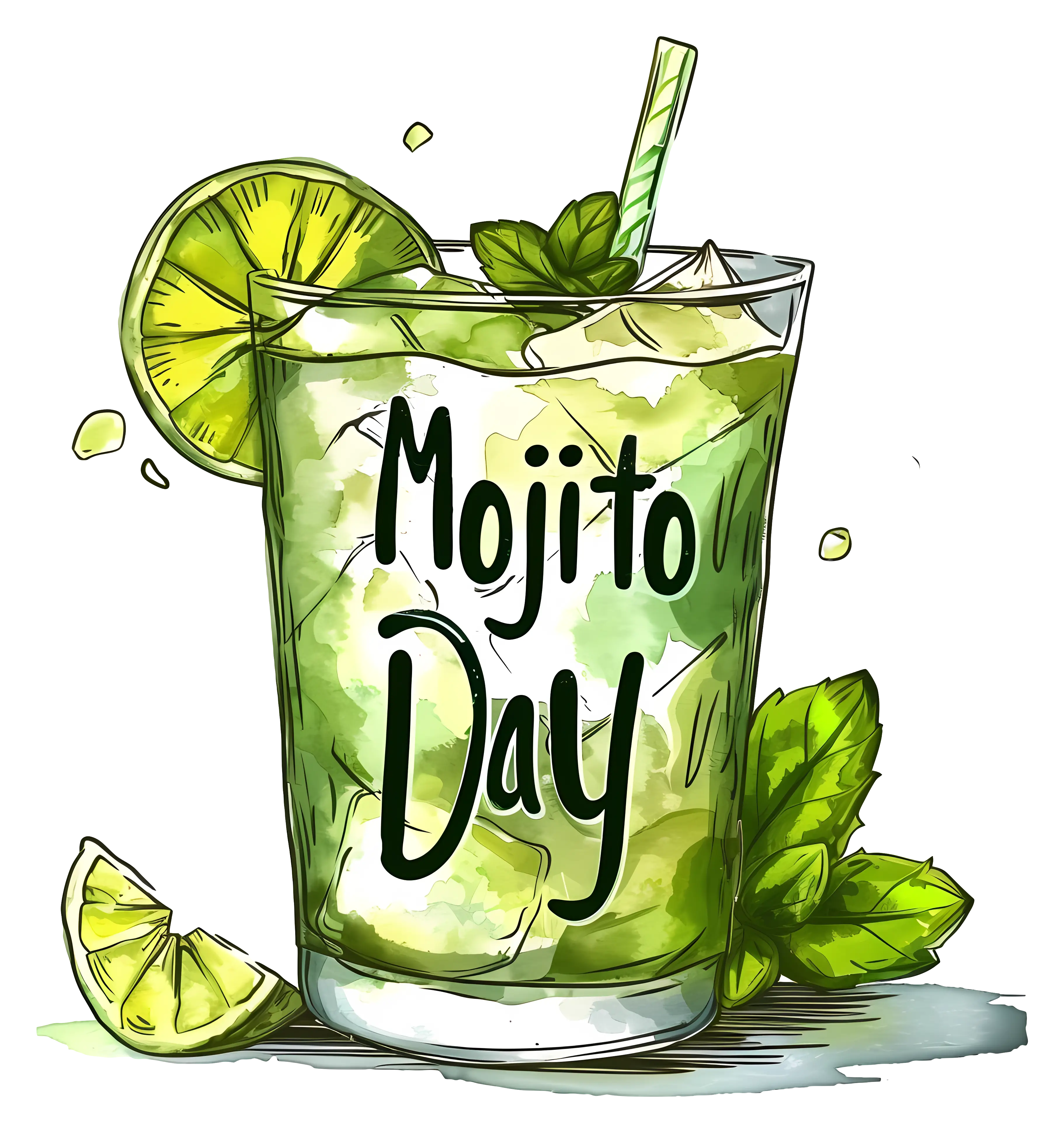 Refreshing Mojito Drink Illustration with Lime and Mint