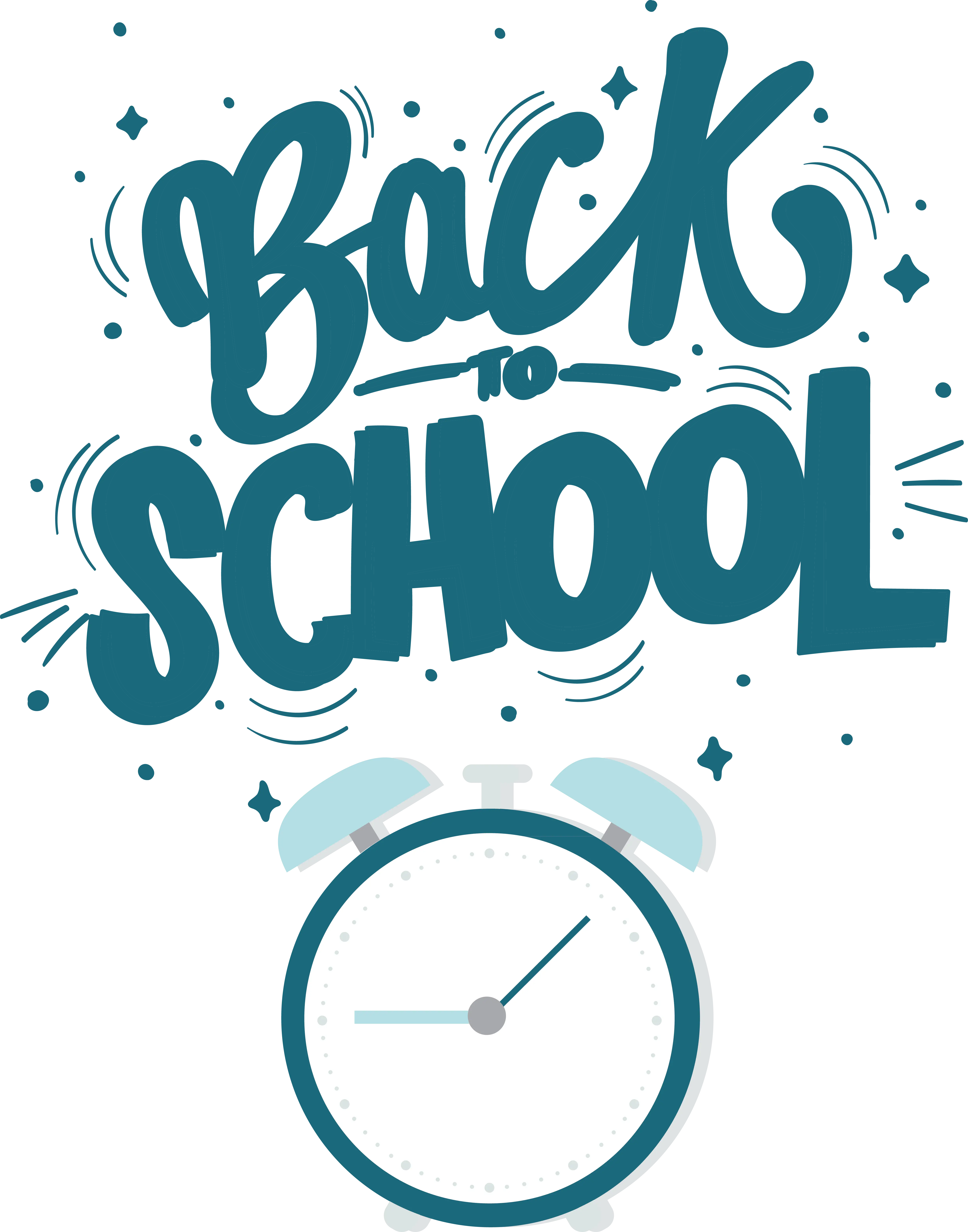 Back to School Text with Alarm Clock Illustration