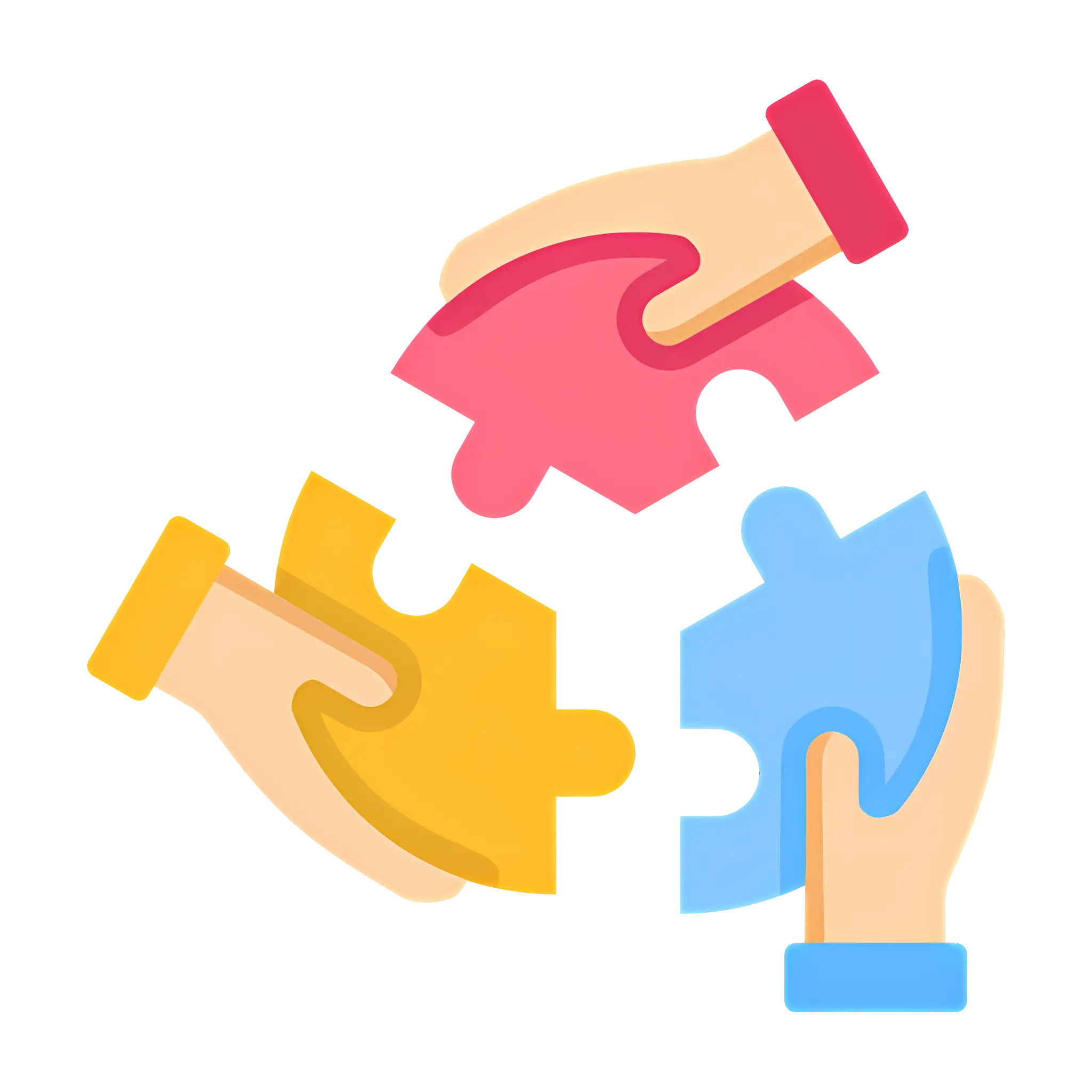 Hands Holding Colorful Puzzle Pieces Illustration