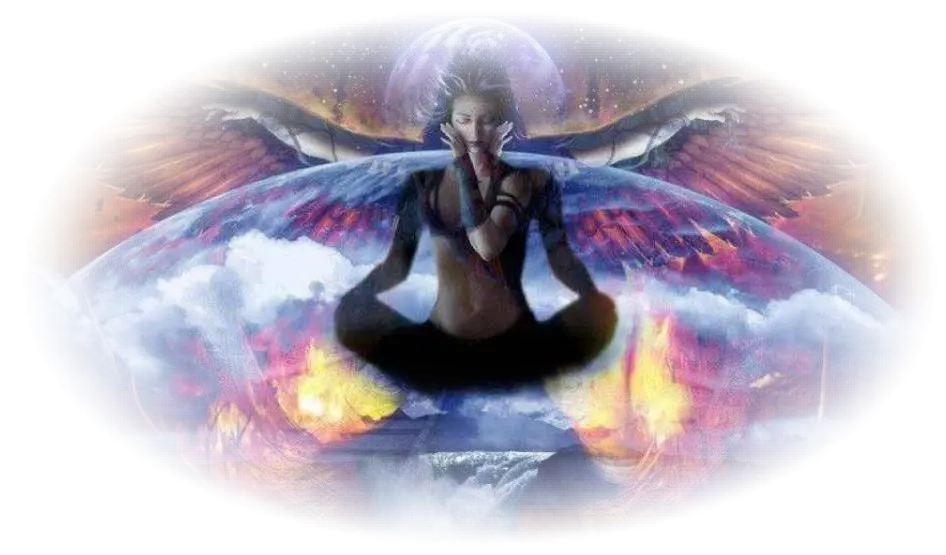 Illustration of a Woman Meditating with Wings