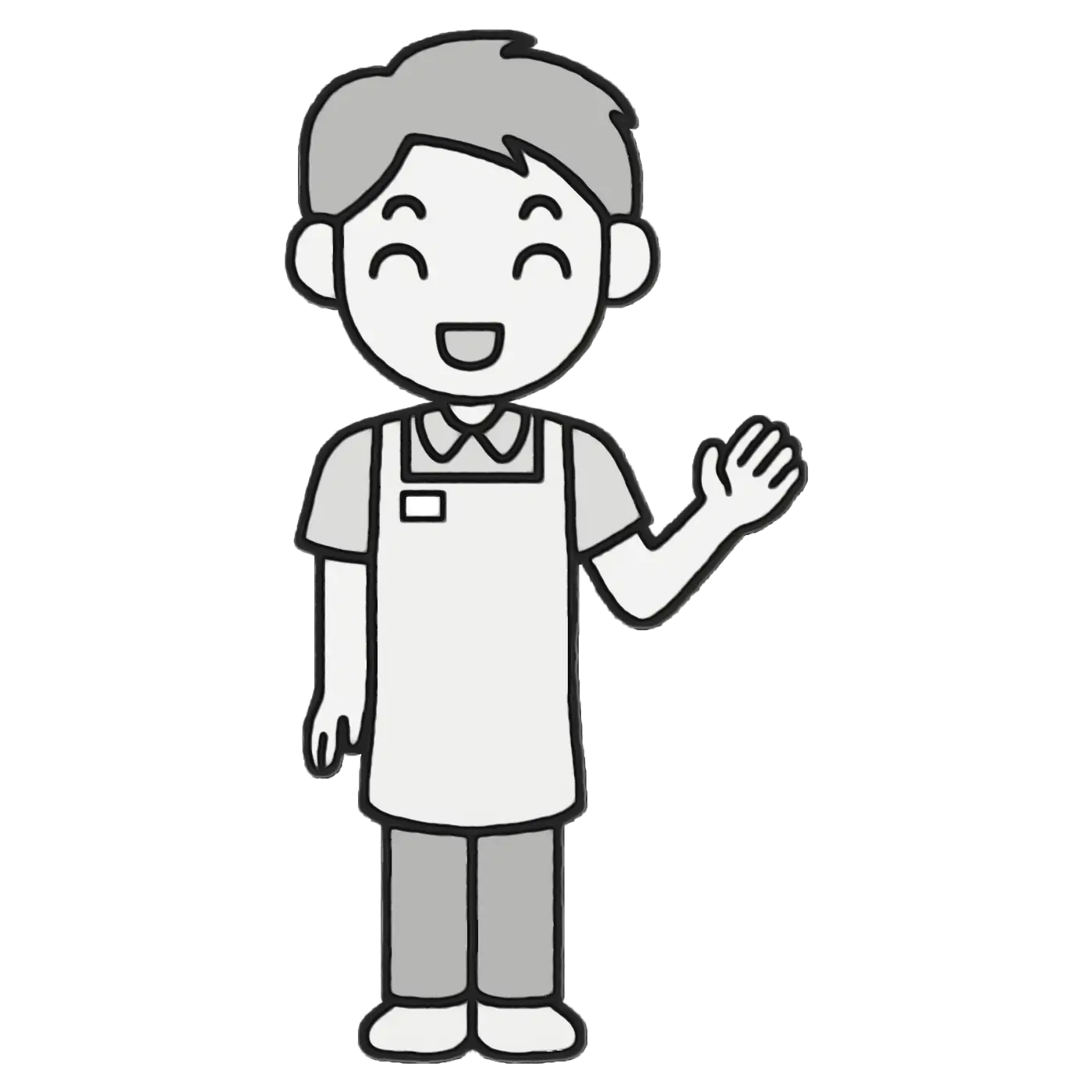 Friendly Store Worker Waving Illustration