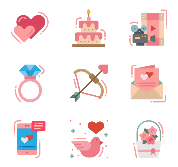Romantic Valentine&#039;s Icons Collection