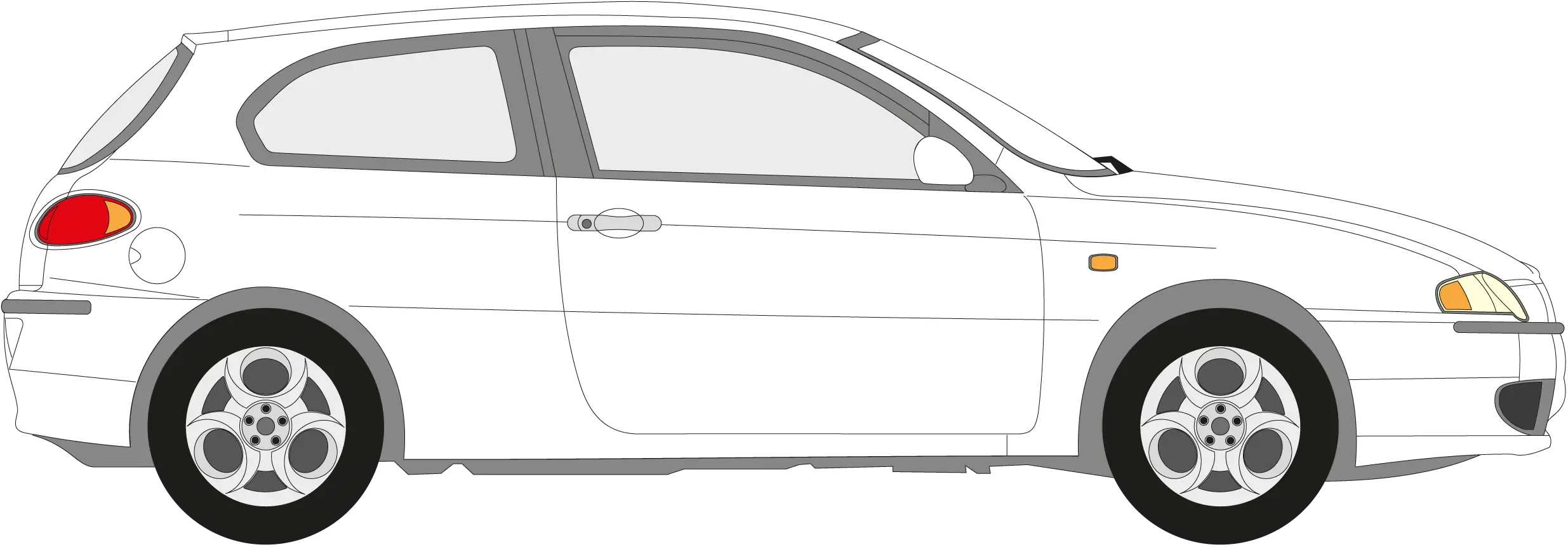 White Compact Sedan Side View