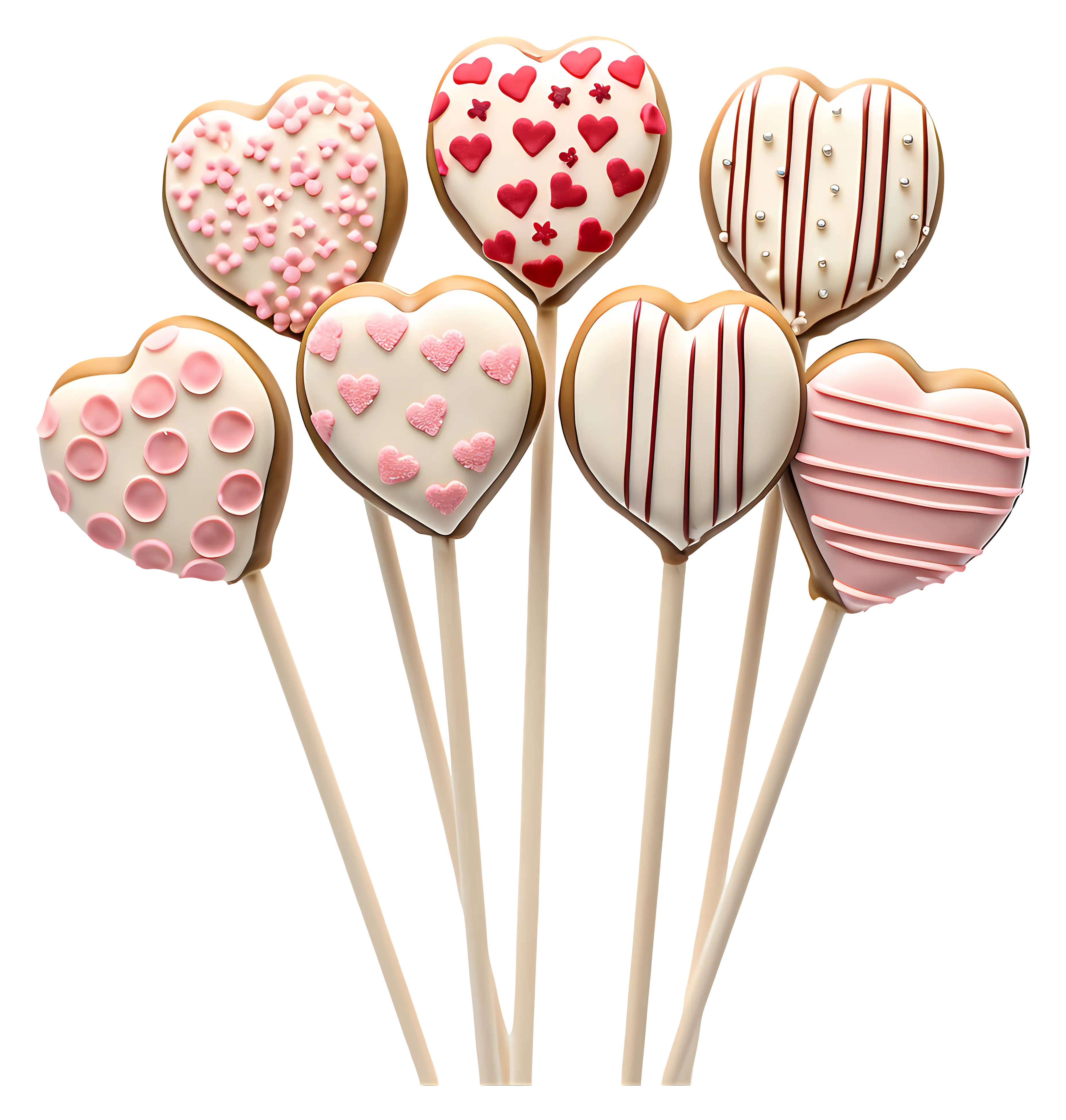 Decorative Heart-Shaped Cookie Pops for Valentine&#039;s