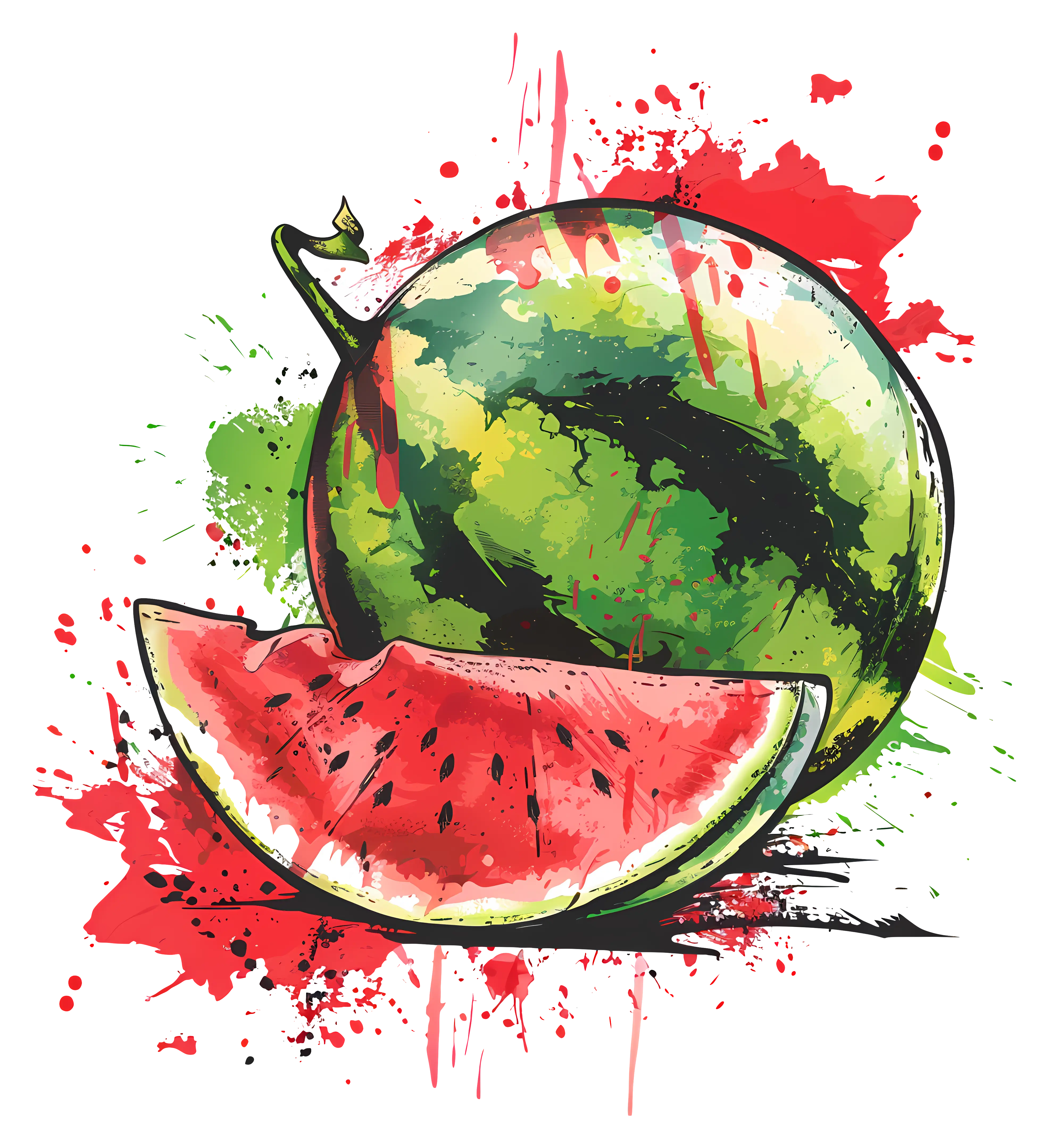 Watermelon Art with Splash Design
