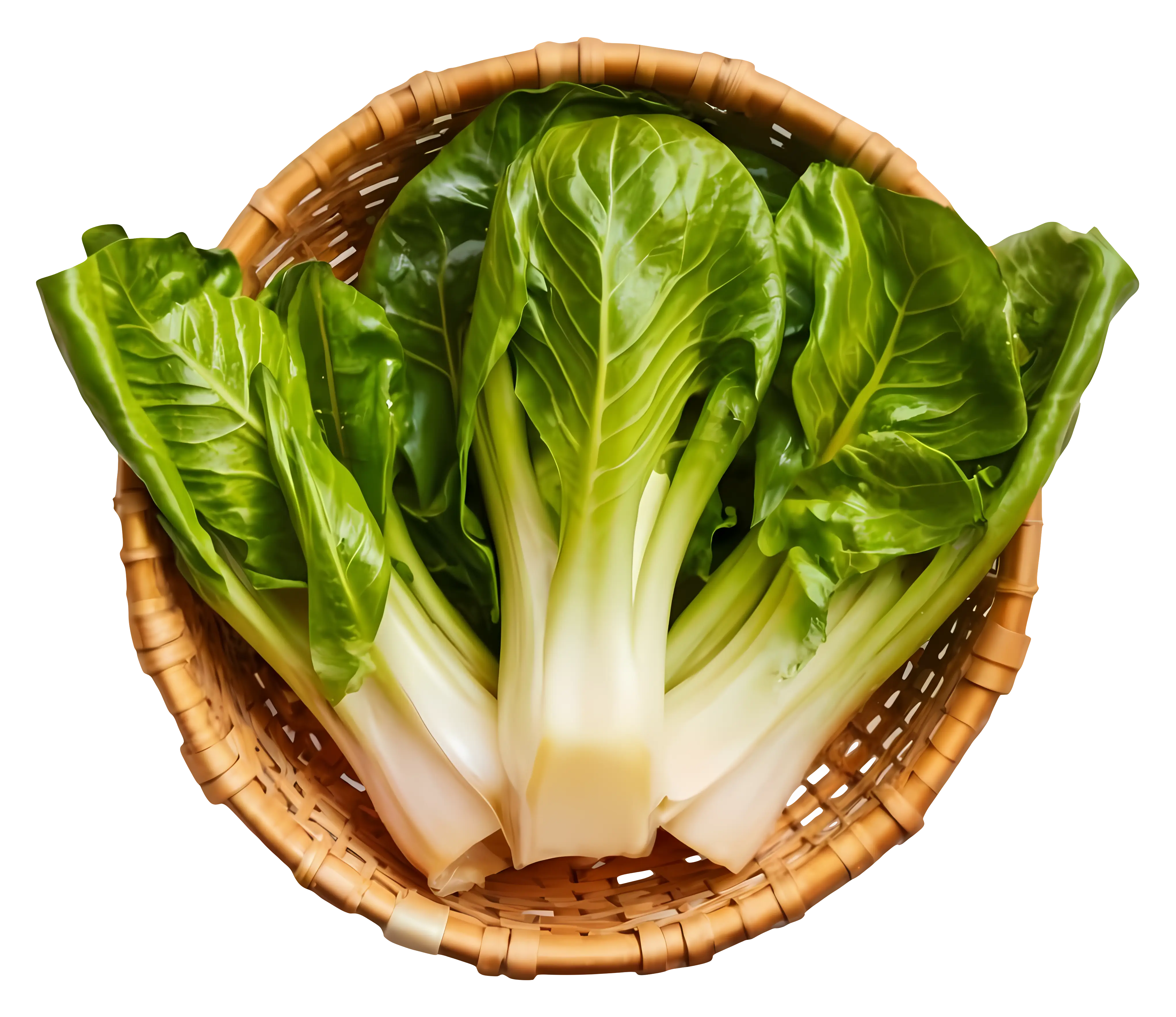 Fresh Bok Choy in a Woven Basket