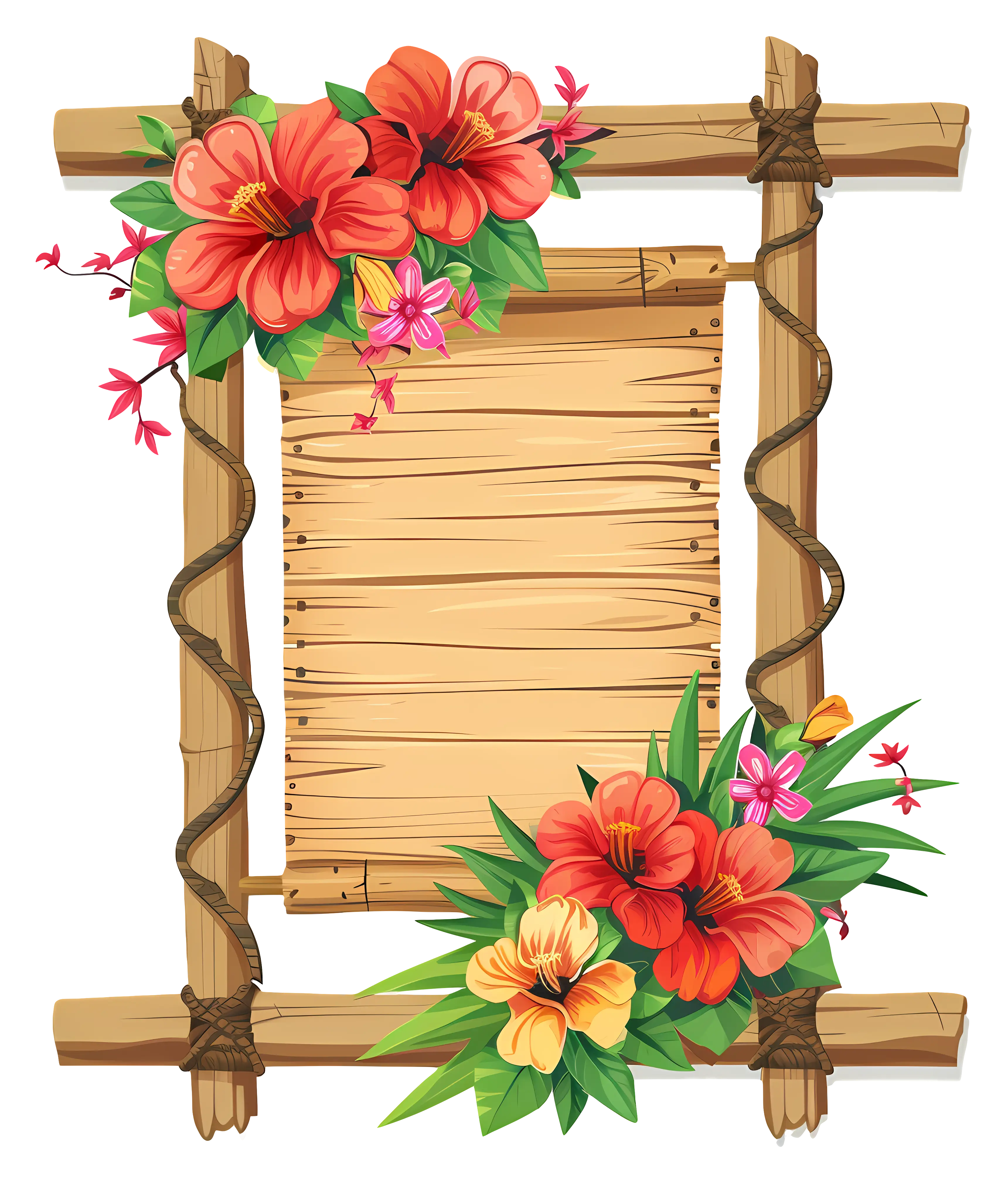Decorative Wooden Frame with Flowers