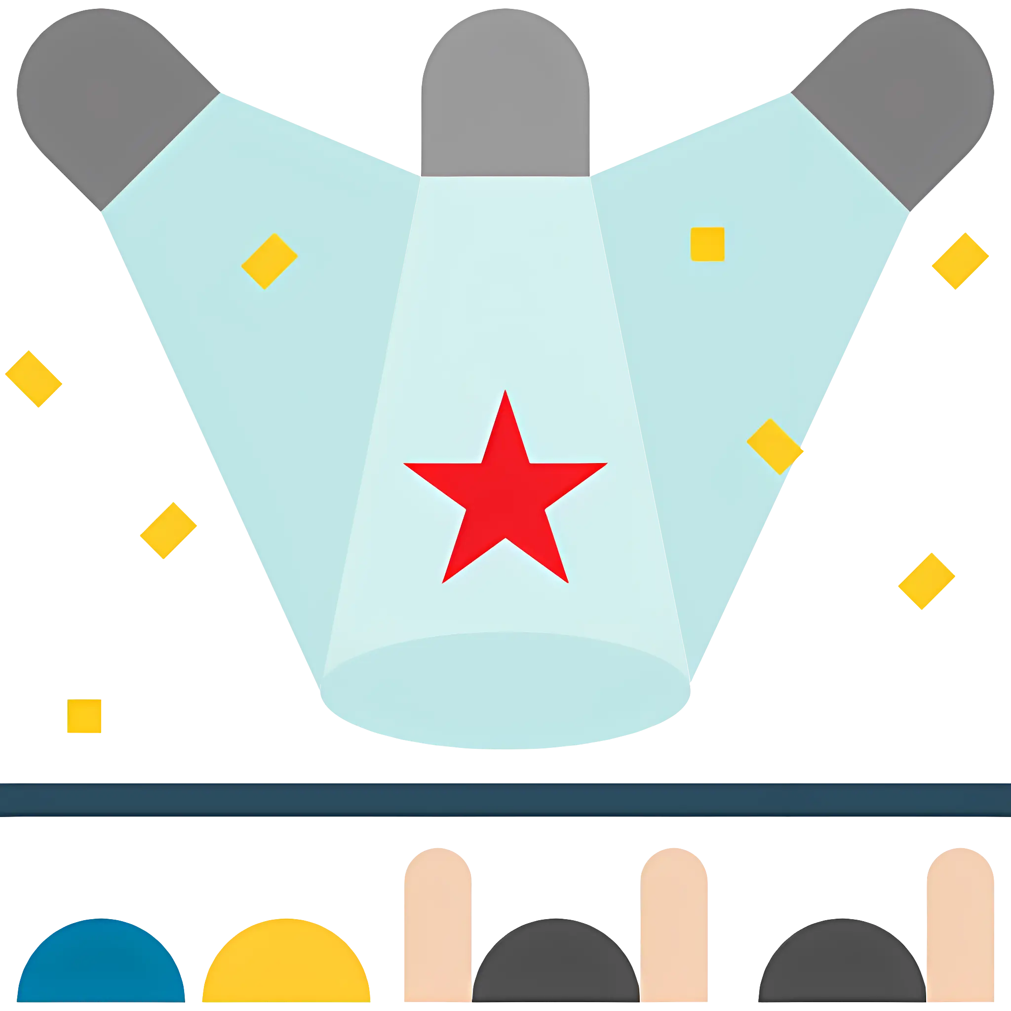 Spotlight on Stage with Red Star