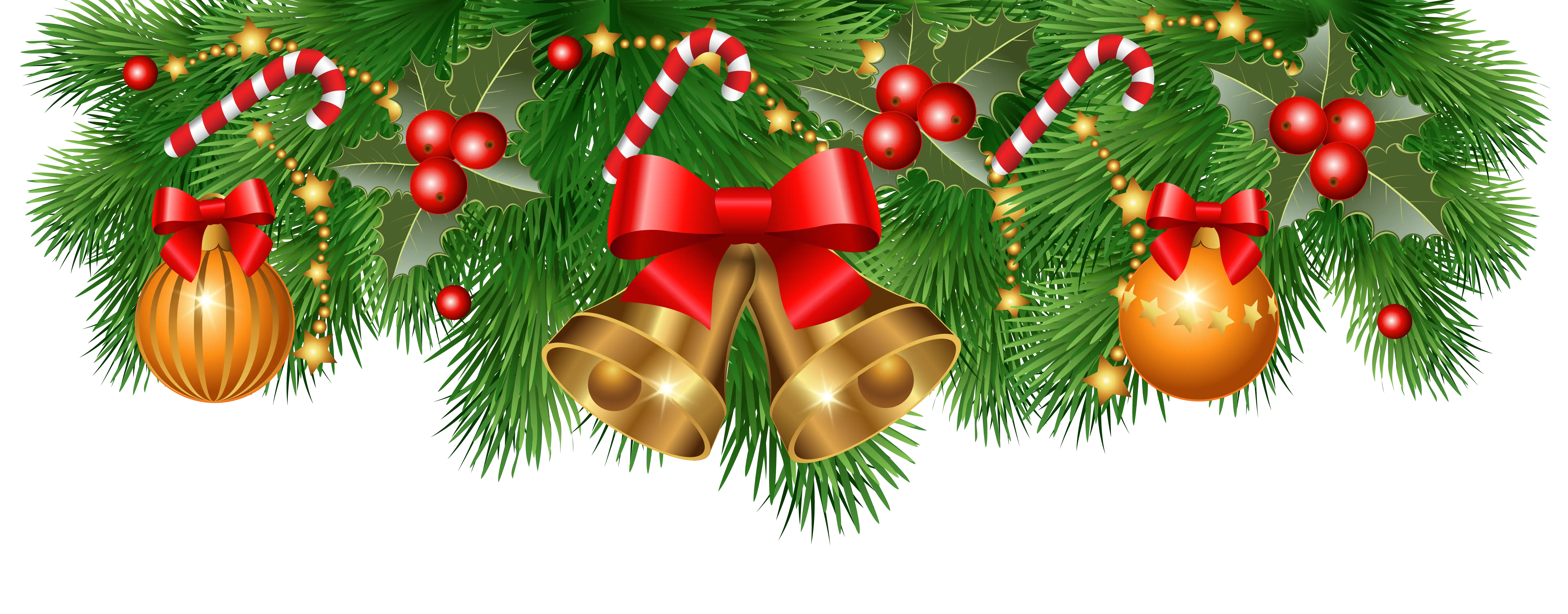 Christmas Ornaments with Bells and Pine Garland