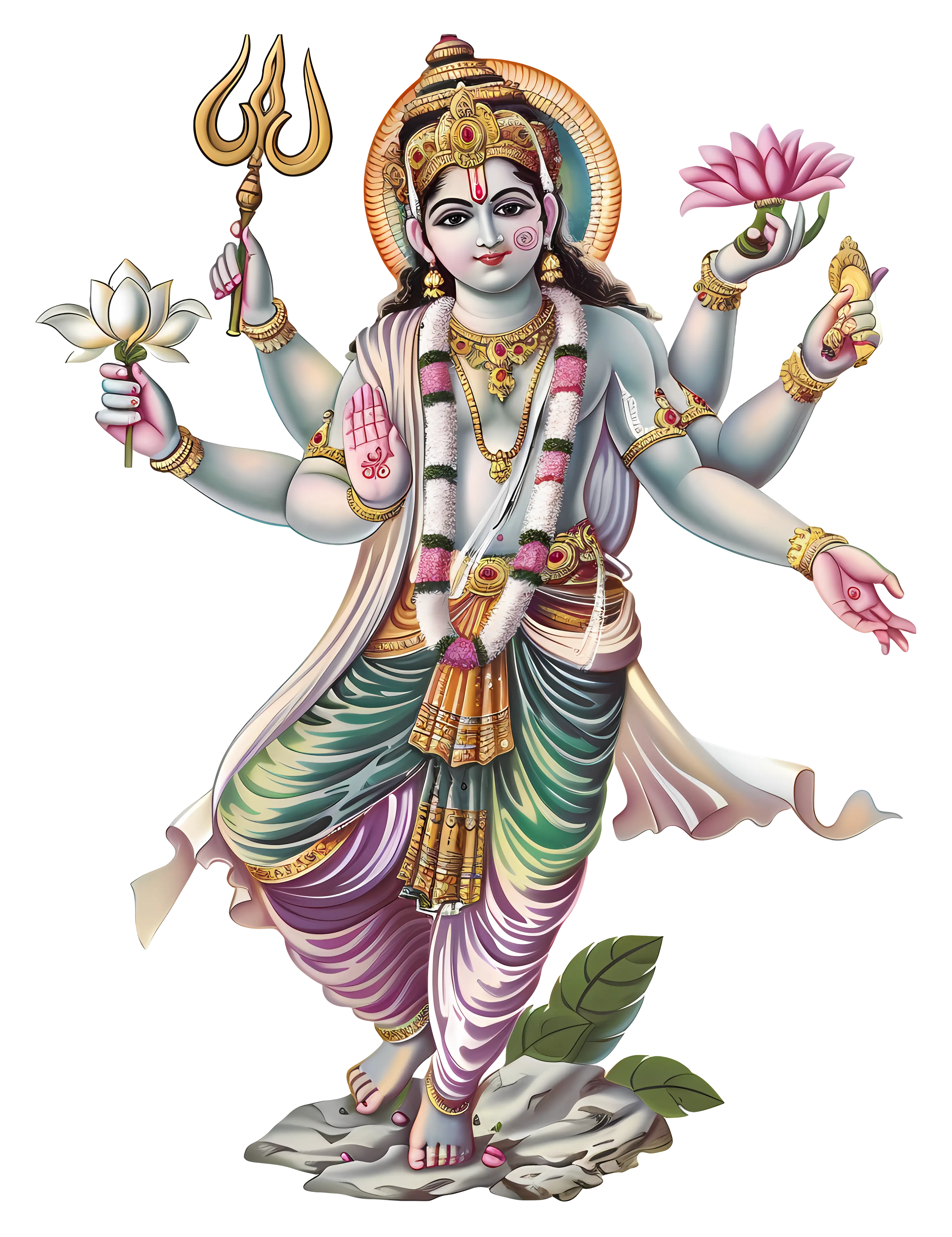 Traditional Hindu Deity Illustration with Multiple Arms