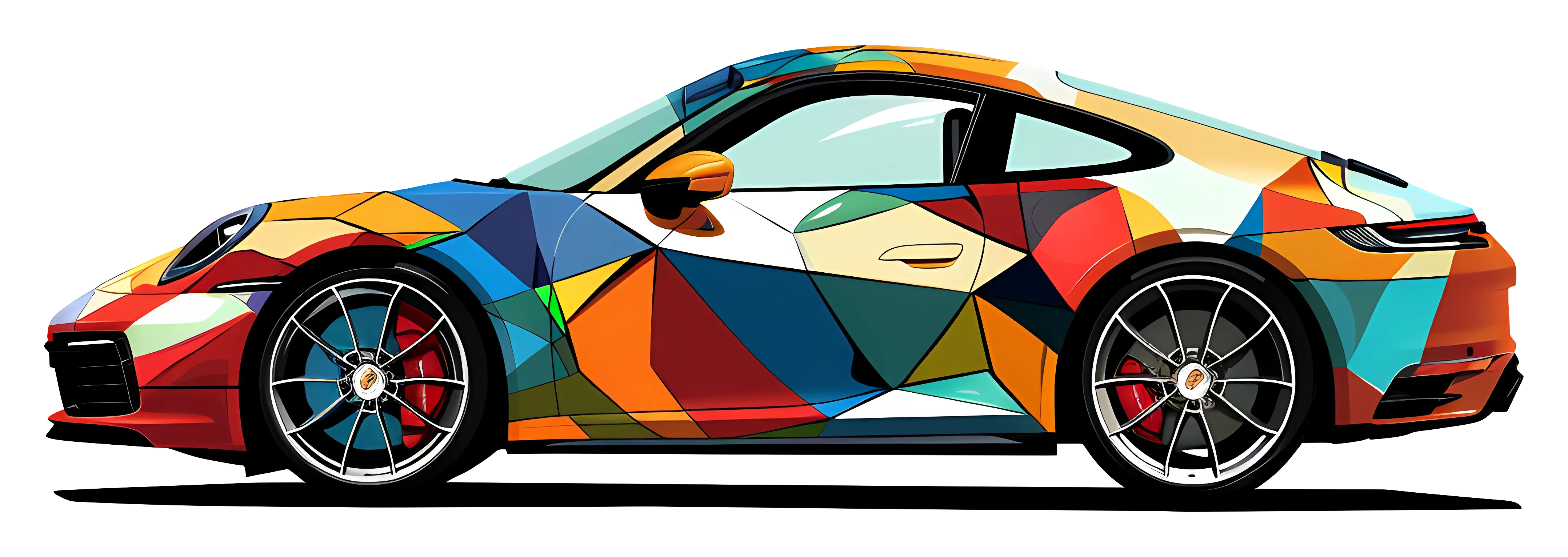 Colorful Car with Abstract Design