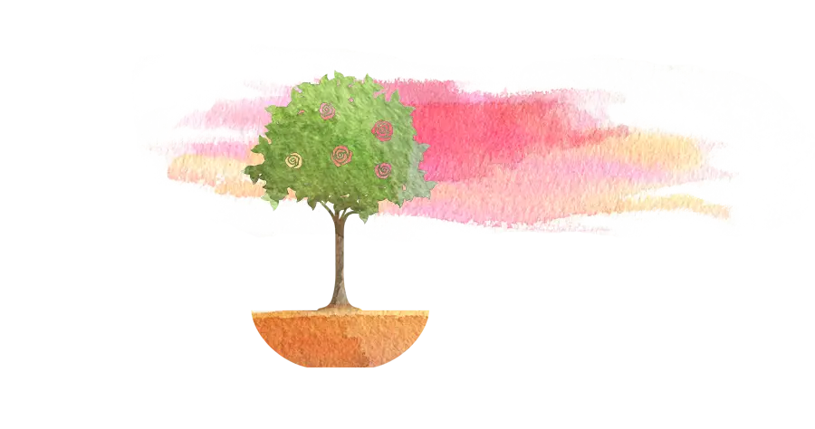Watercolor Tree with Pink Background