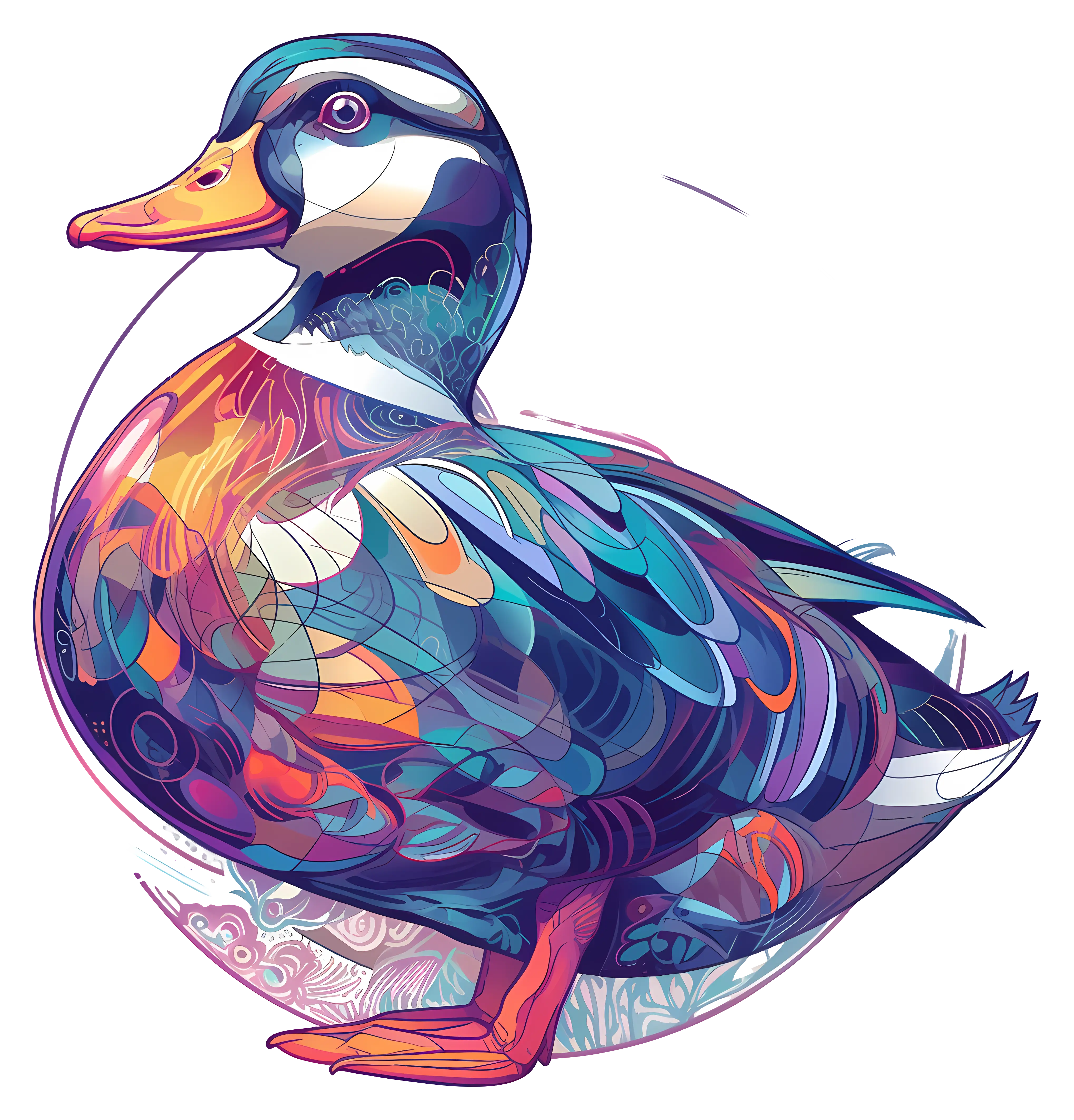 Colorful Duck with Artistic Feathers