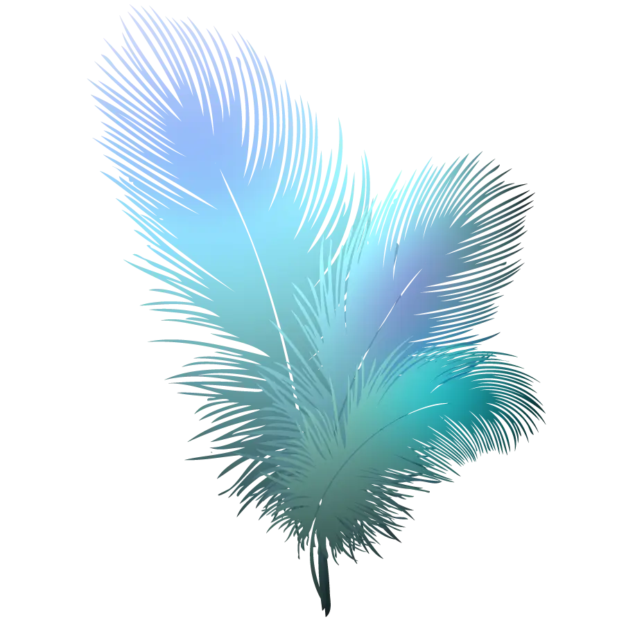 Elegant Blue Feather with Gradient Effect