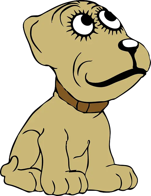 Cute Cartoon Puppy with Expressive Eyes