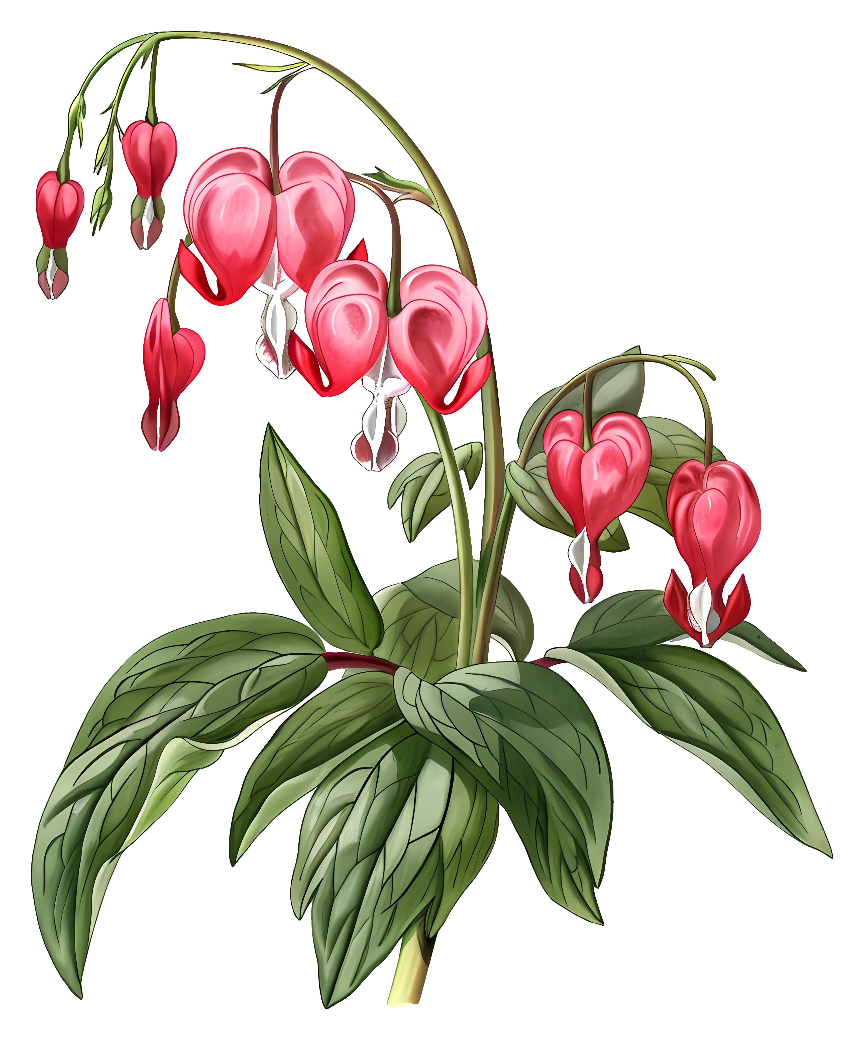 Bleeding Heart Flower Illustration