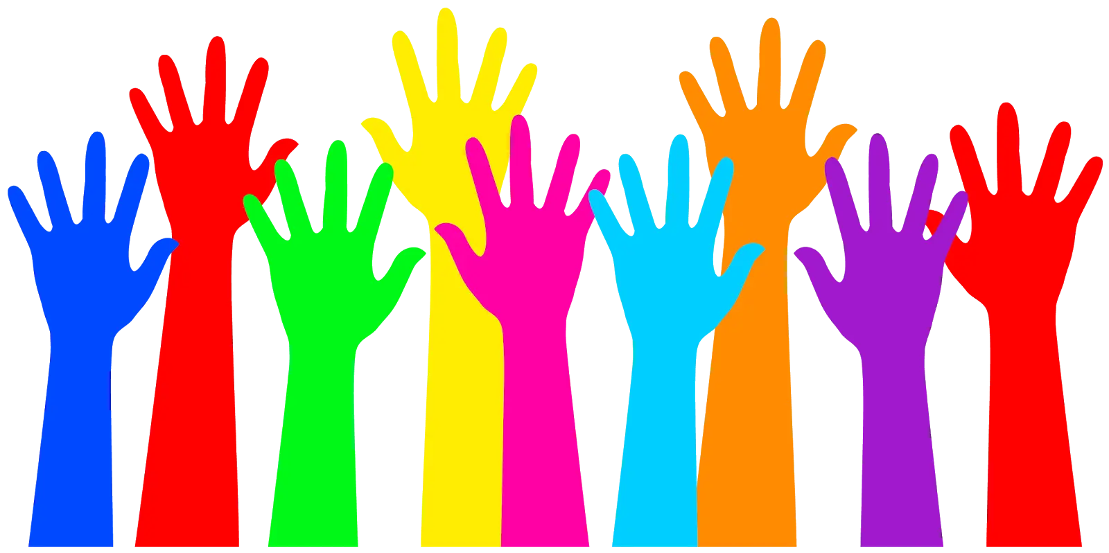 Colorful Raised Hands for Unity and Support