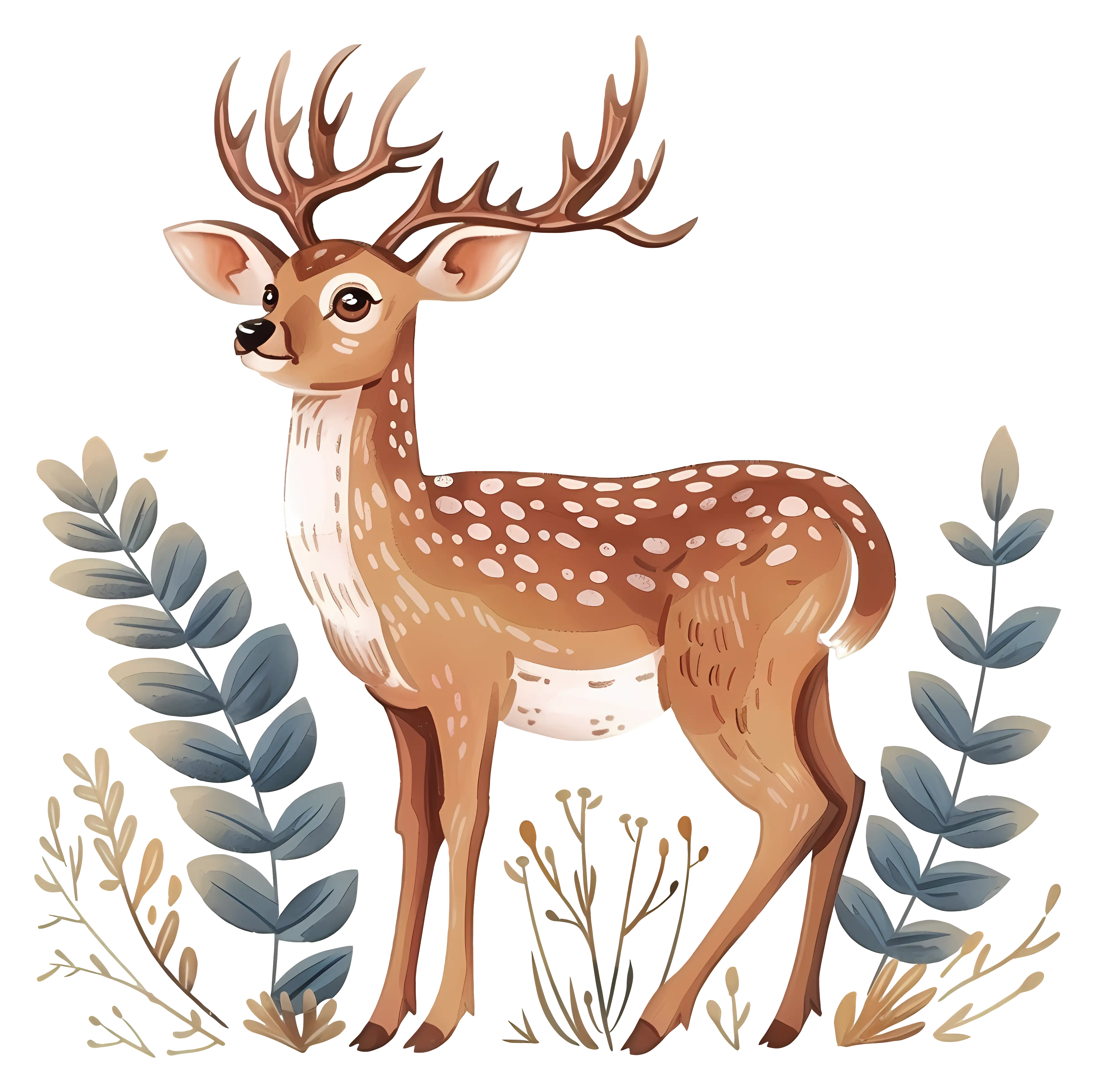 Nature-Inspired Cartoon Deer Illustration