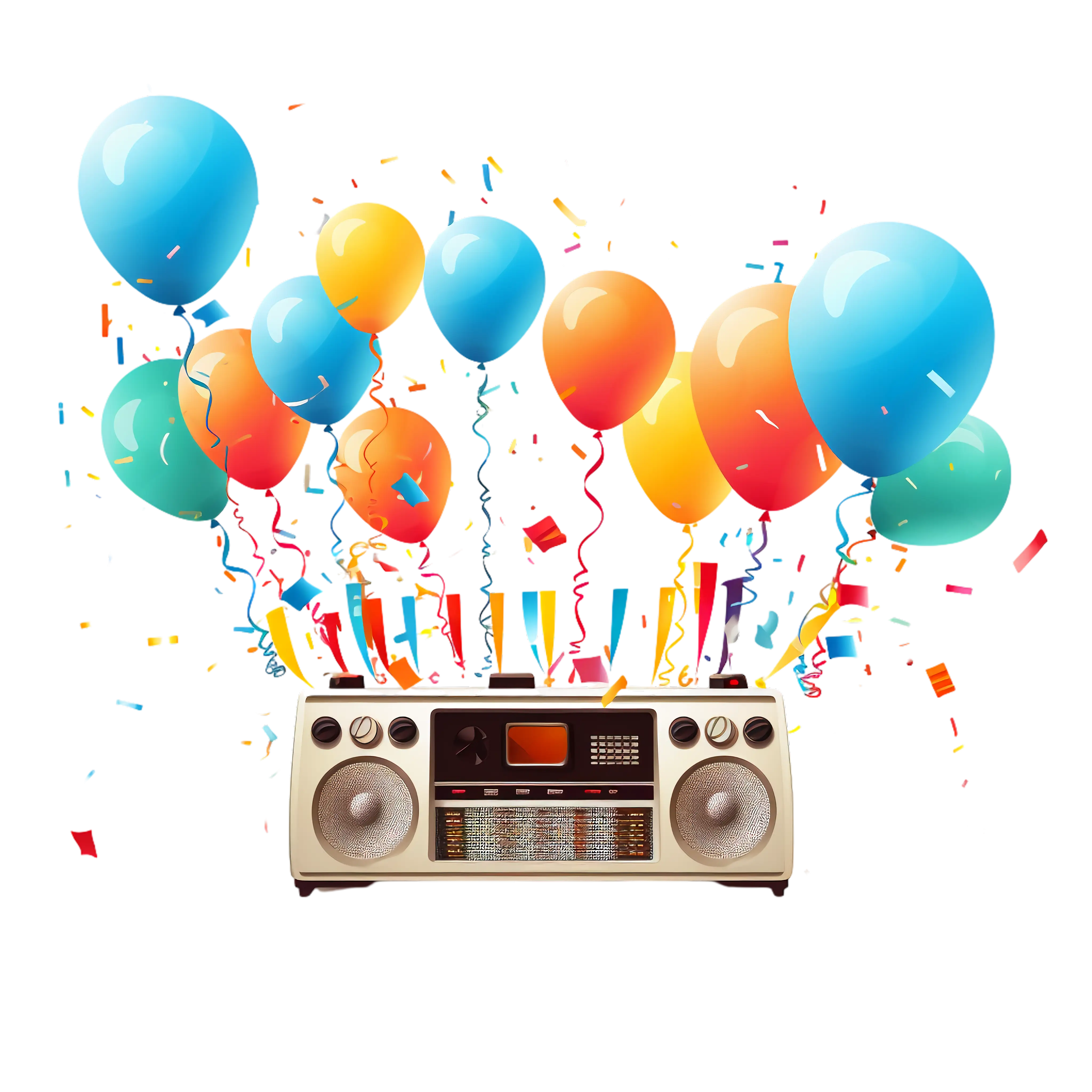 Radio with Balloons for Celebration