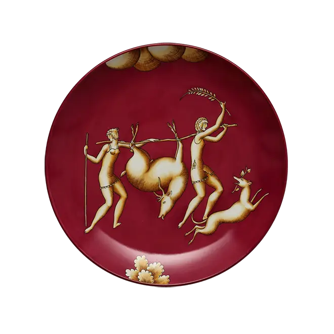 Decorative Red Plate with Design