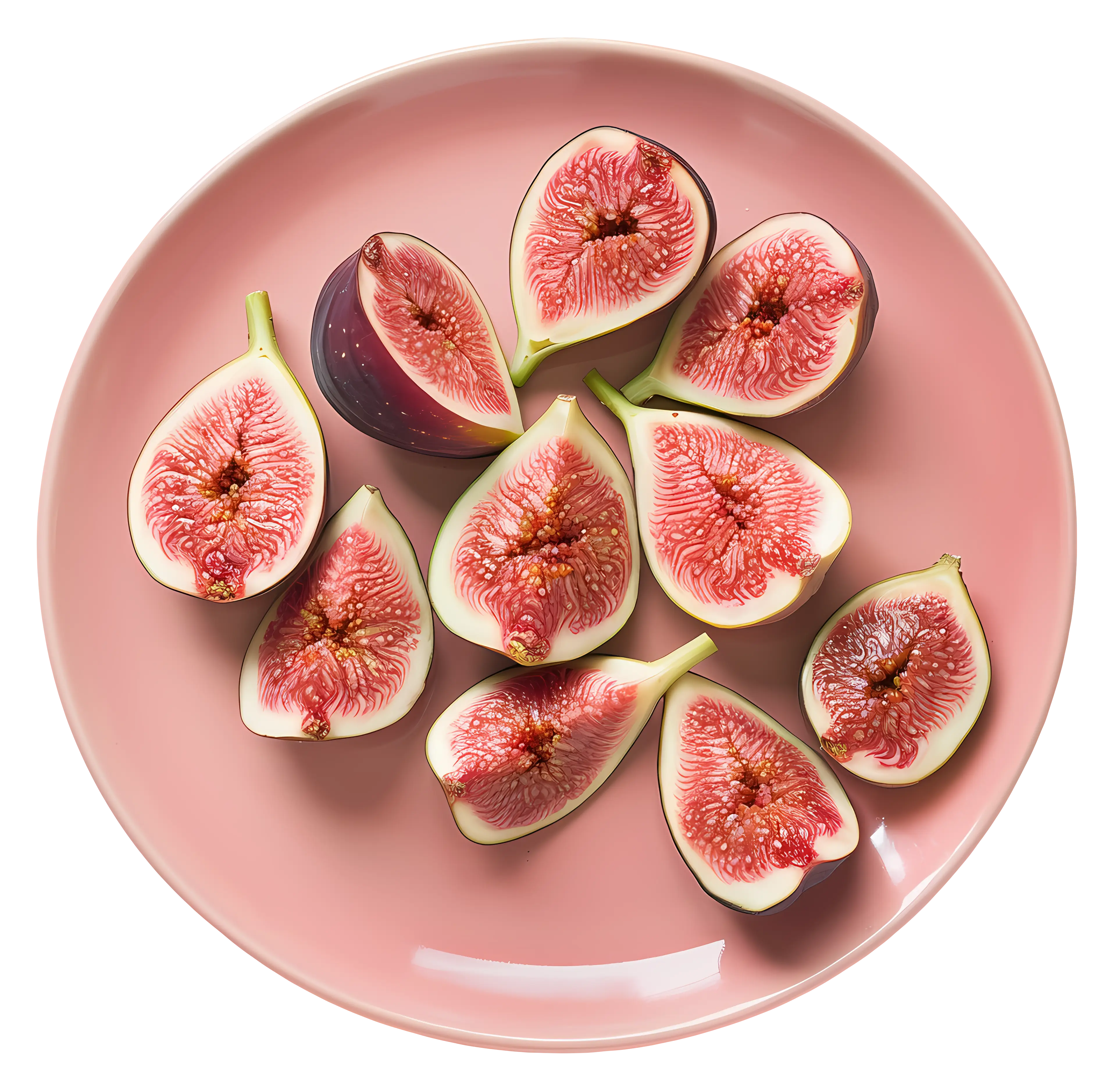 Sliced Figs Artfully Arranged on Pink Plate