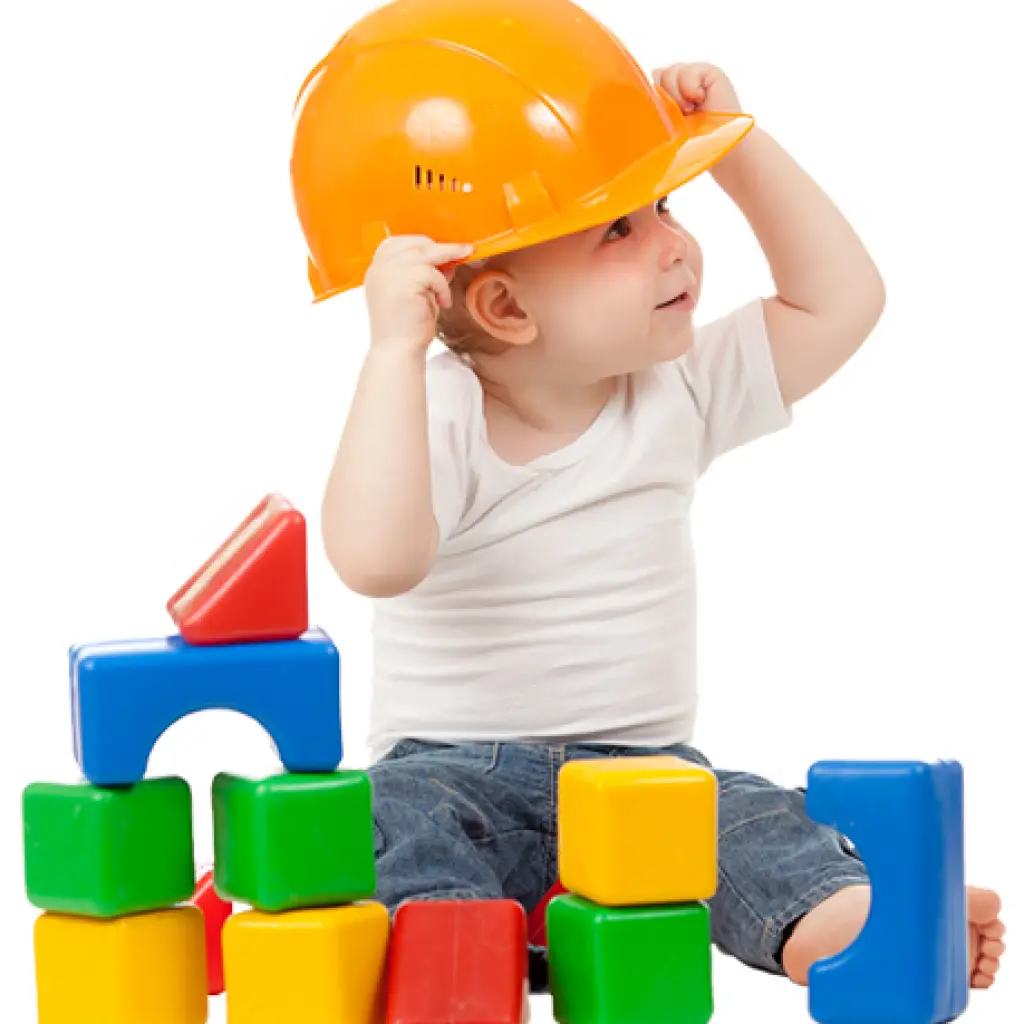 Baby Playing with Colorful Blocks