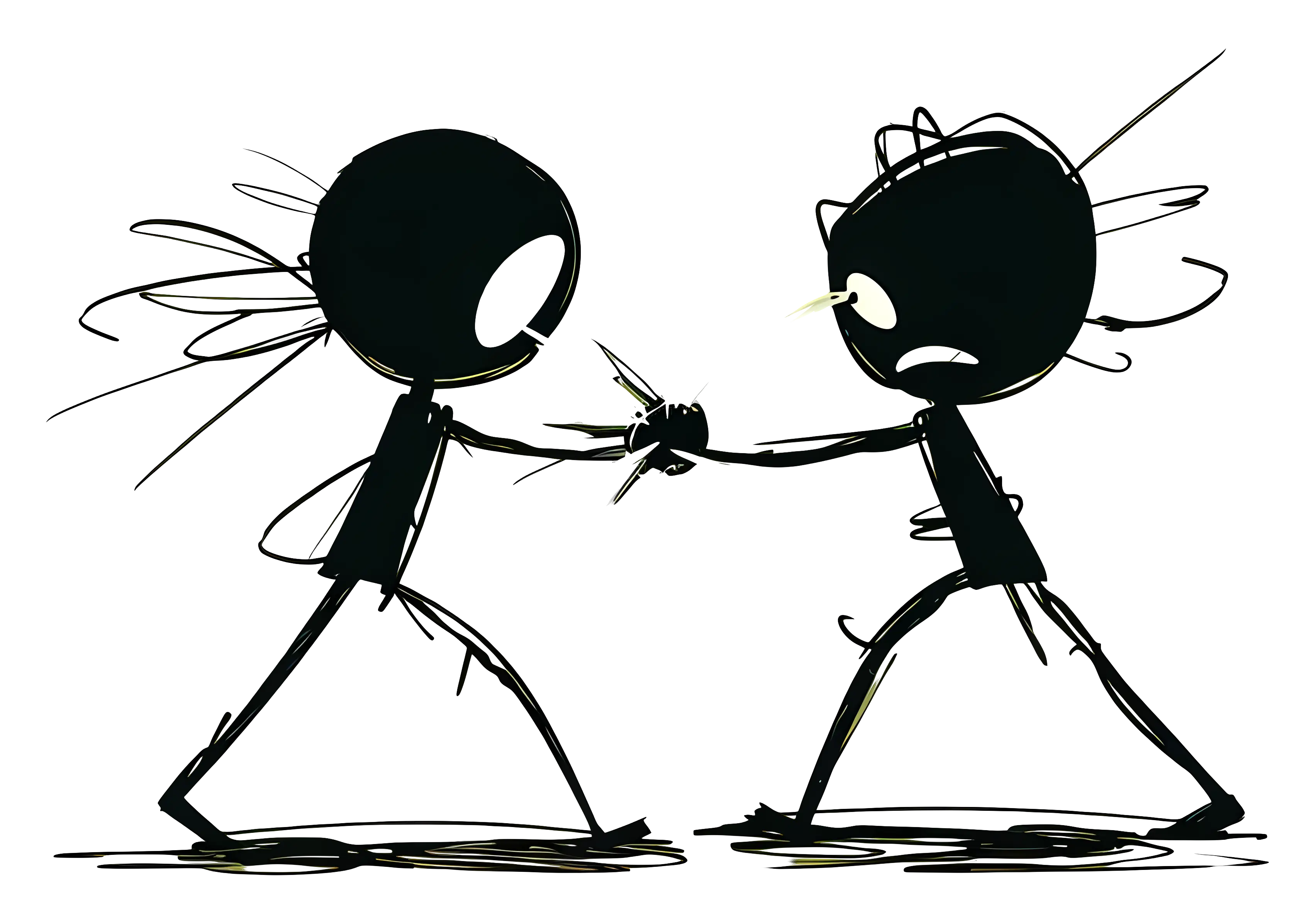 Stick Figures Fighting Illustration