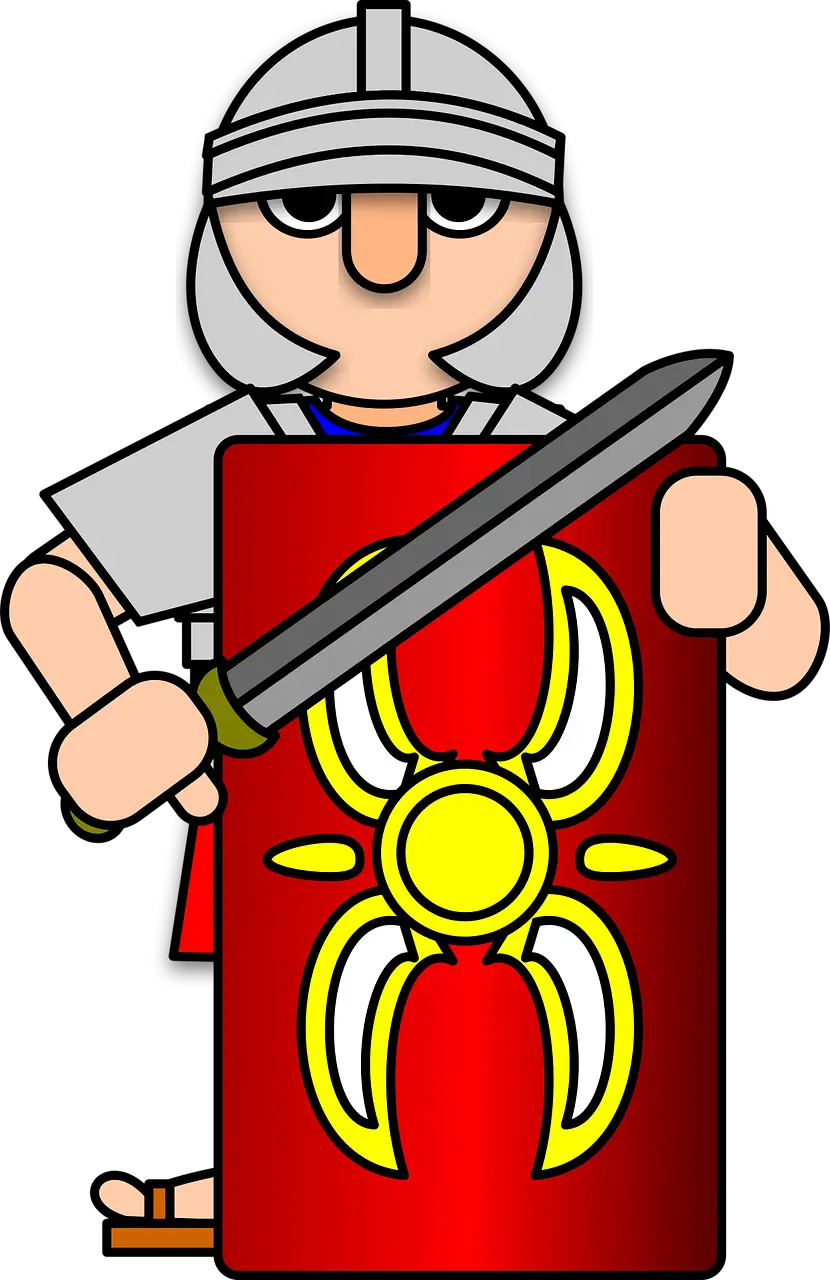 Cartoon Roman Soldier with Shield