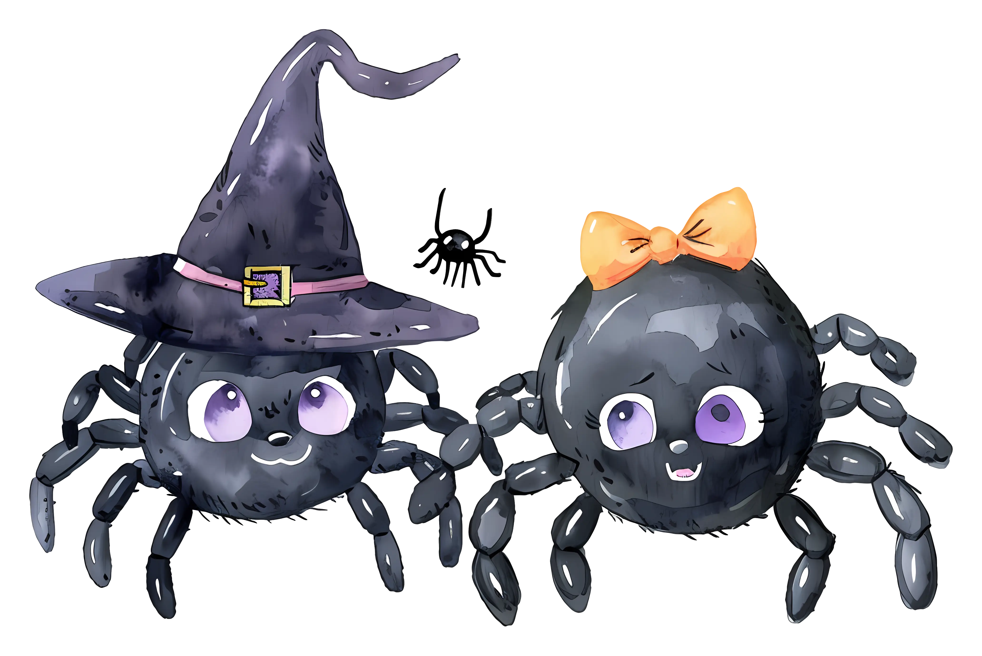 Cute Cartoon Spiders in Halloween Theme