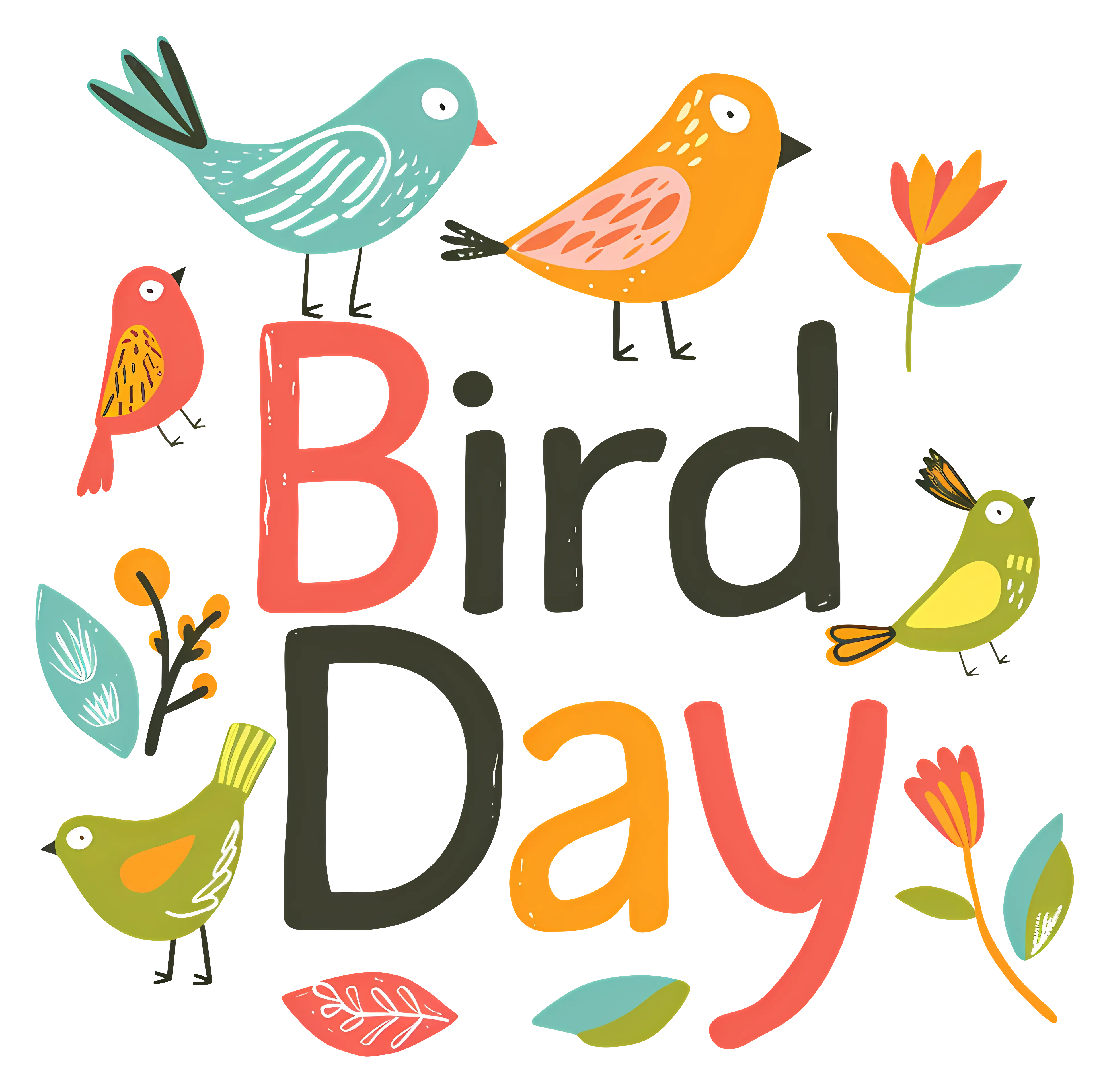 Bird Day Celebration Design with Colorful Illustrations
