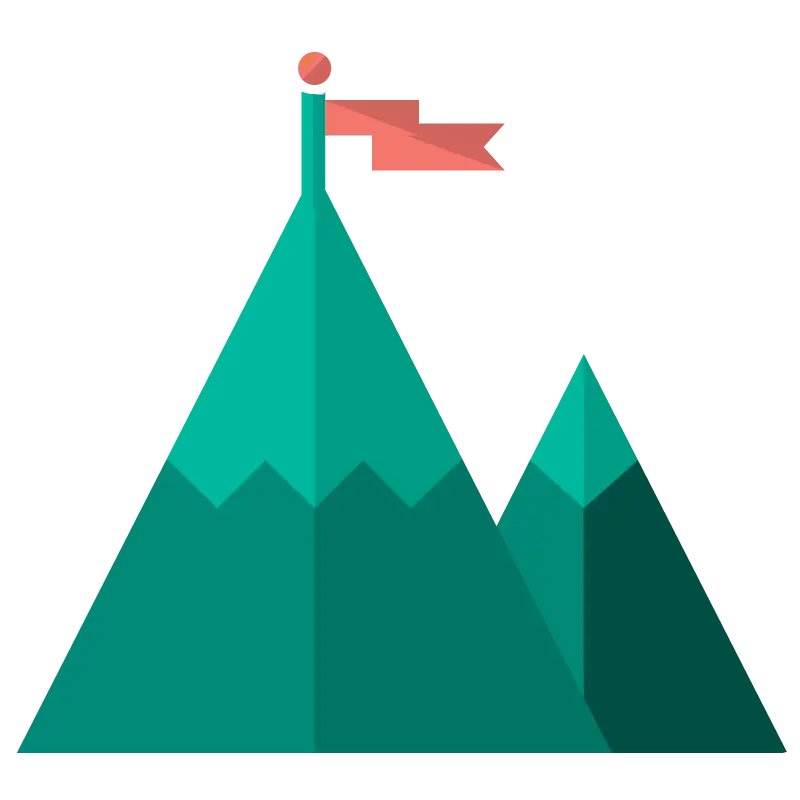 Illustrated Mountains with a Flag on Top