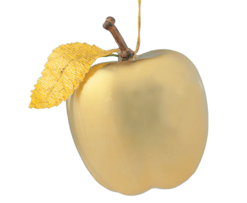 Golden Apple with Decorative Leaf