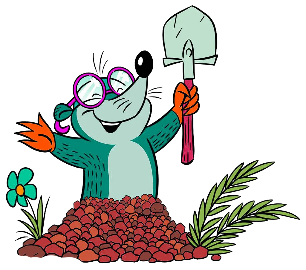 Cartoon Mole with Shovel