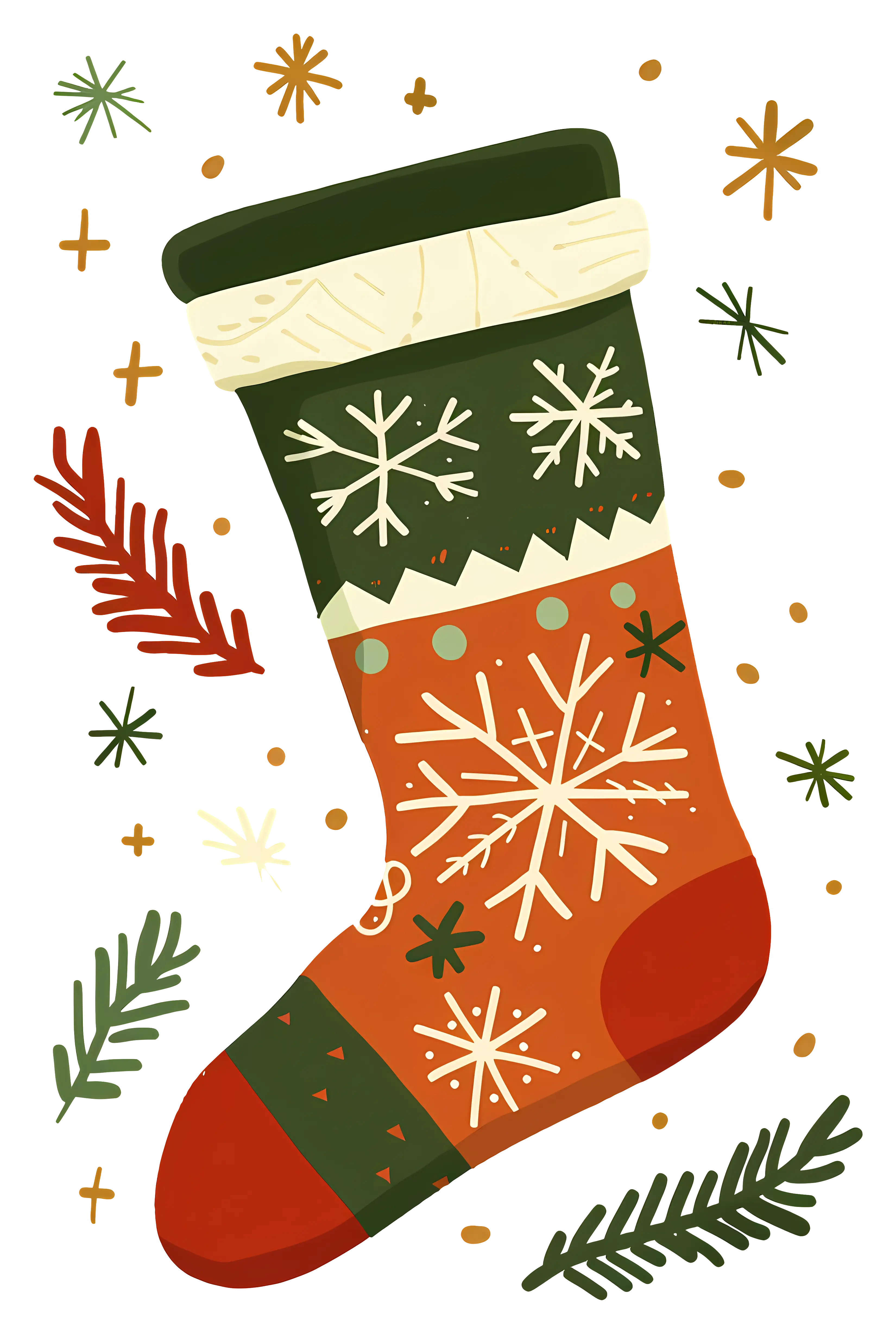 Festive Christmas Stocking with Snowflakes