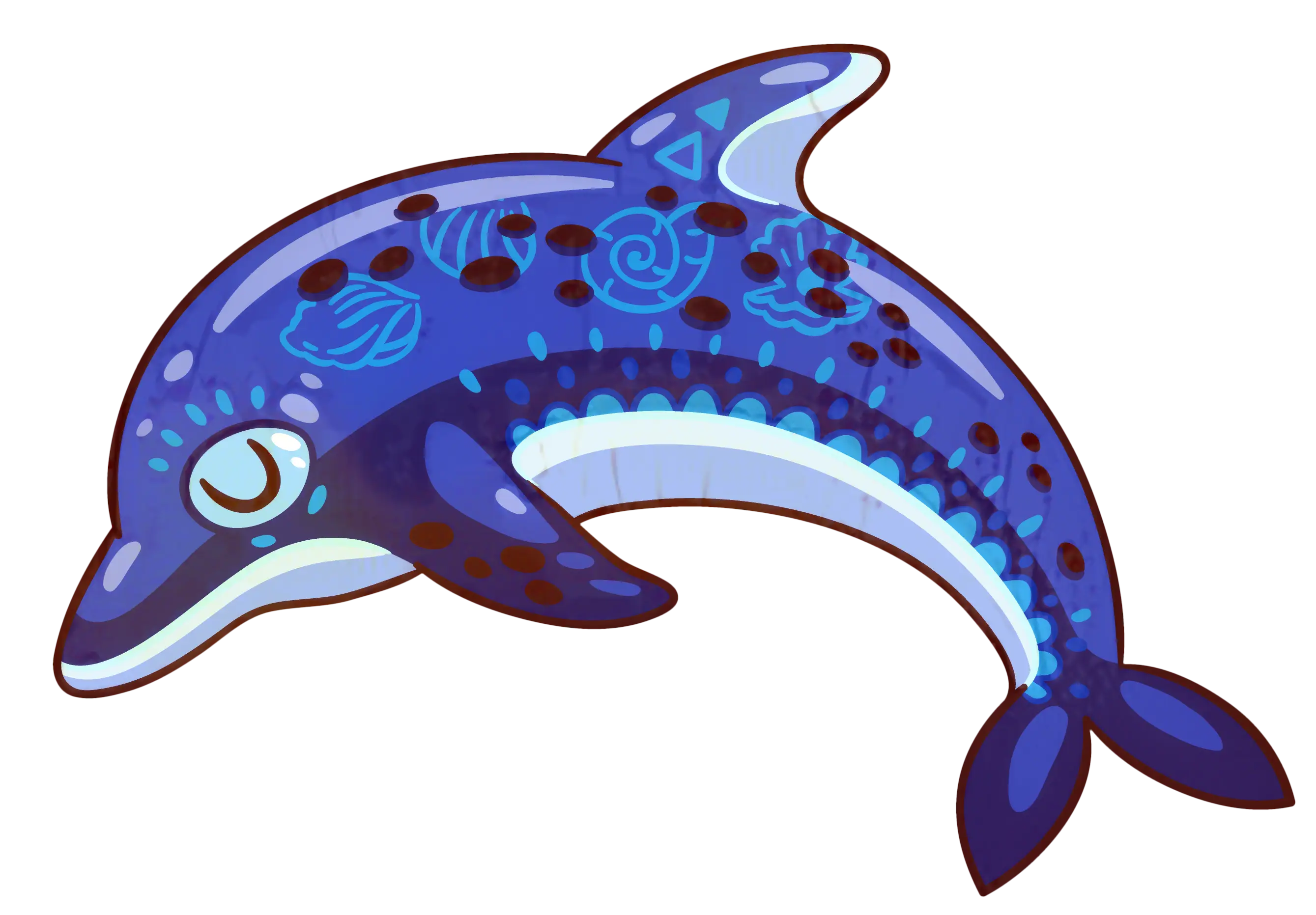 Blue Decorative Dolphin Illustration