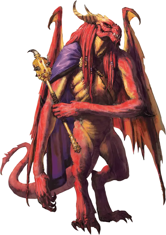 Red Demon with Wings and Staff