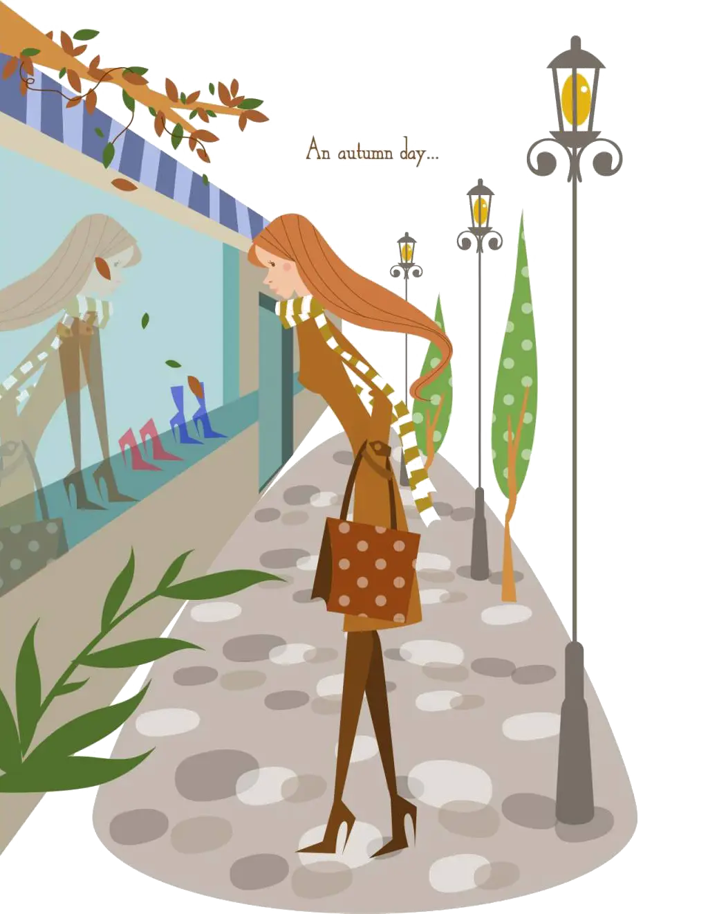 Woman Shopping on an Autumn Day
