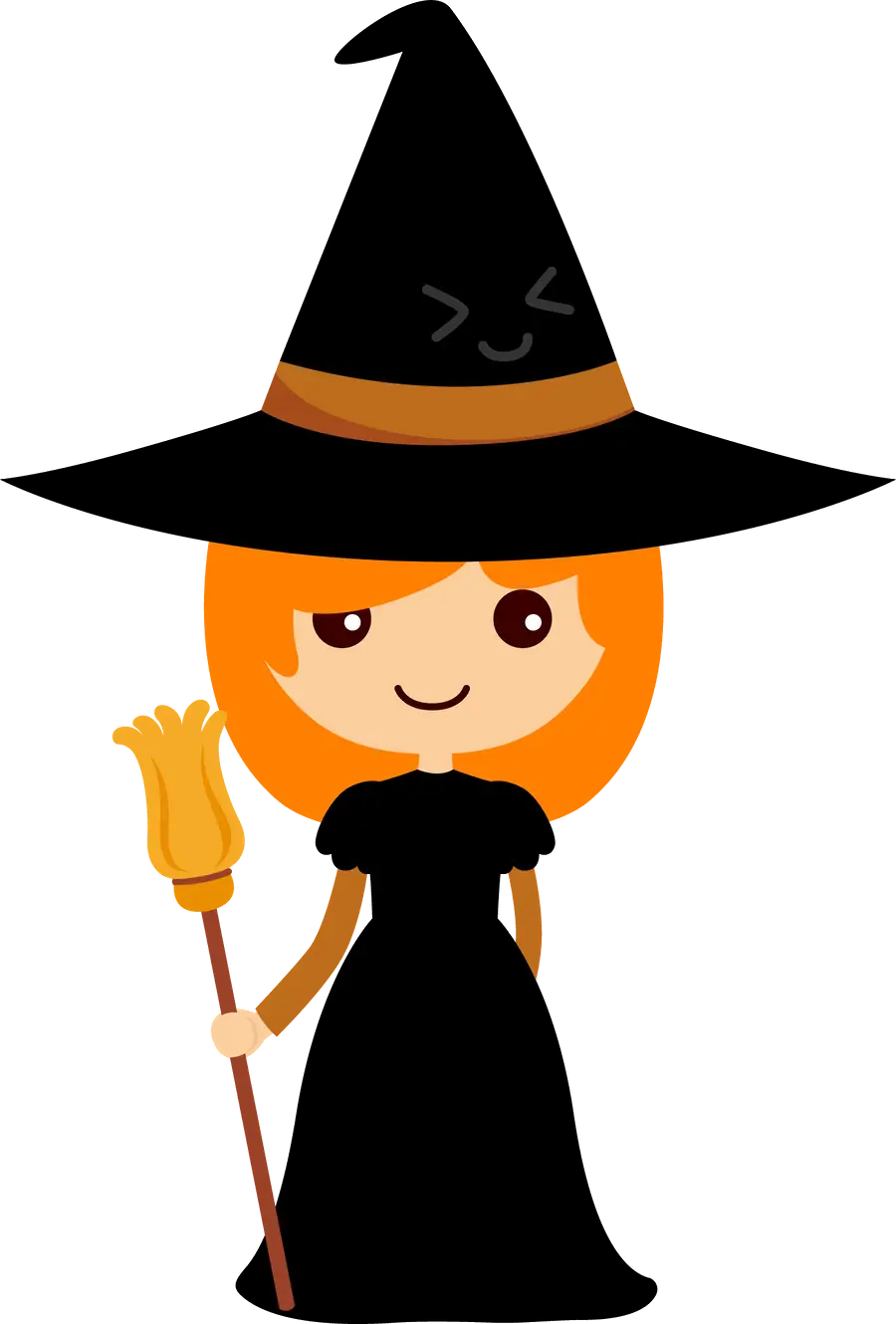 Cartoon Witch with Broom Illustration